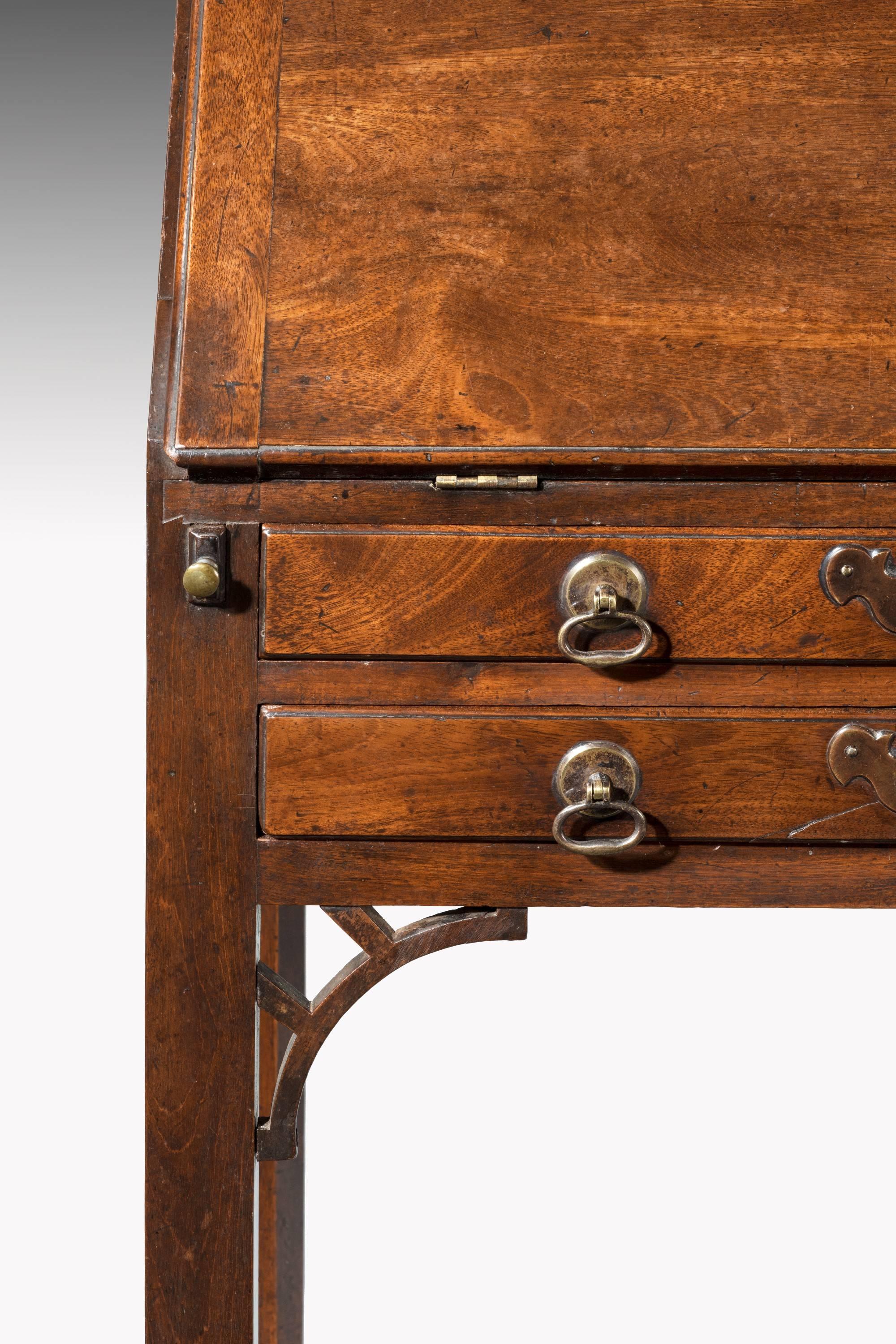 George III Period Bureau on Stand with Original Ring Drop Handles 1