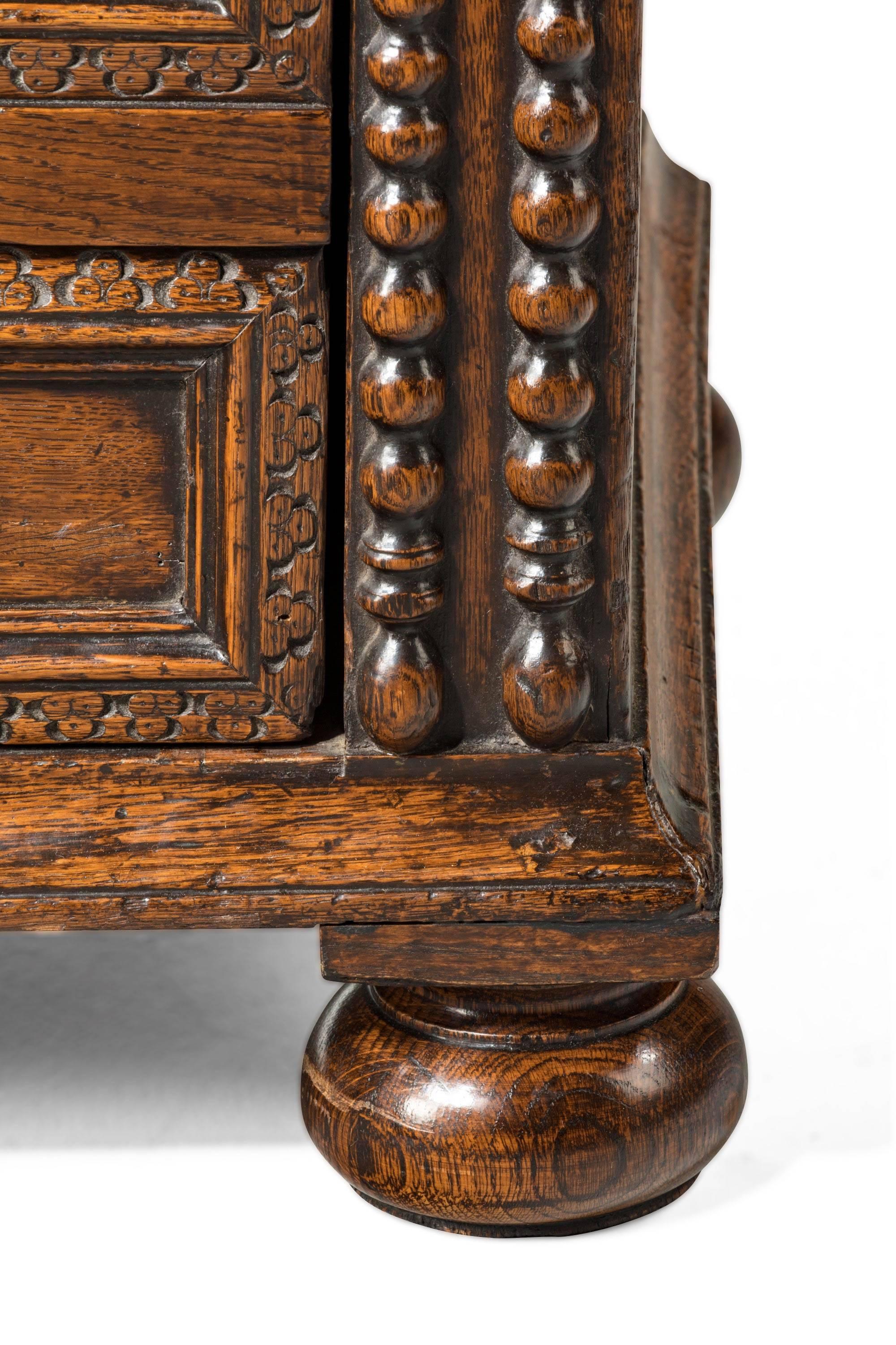 Late 17th Century Oak Chest of Drawers with Scratch and Deep Carving 4