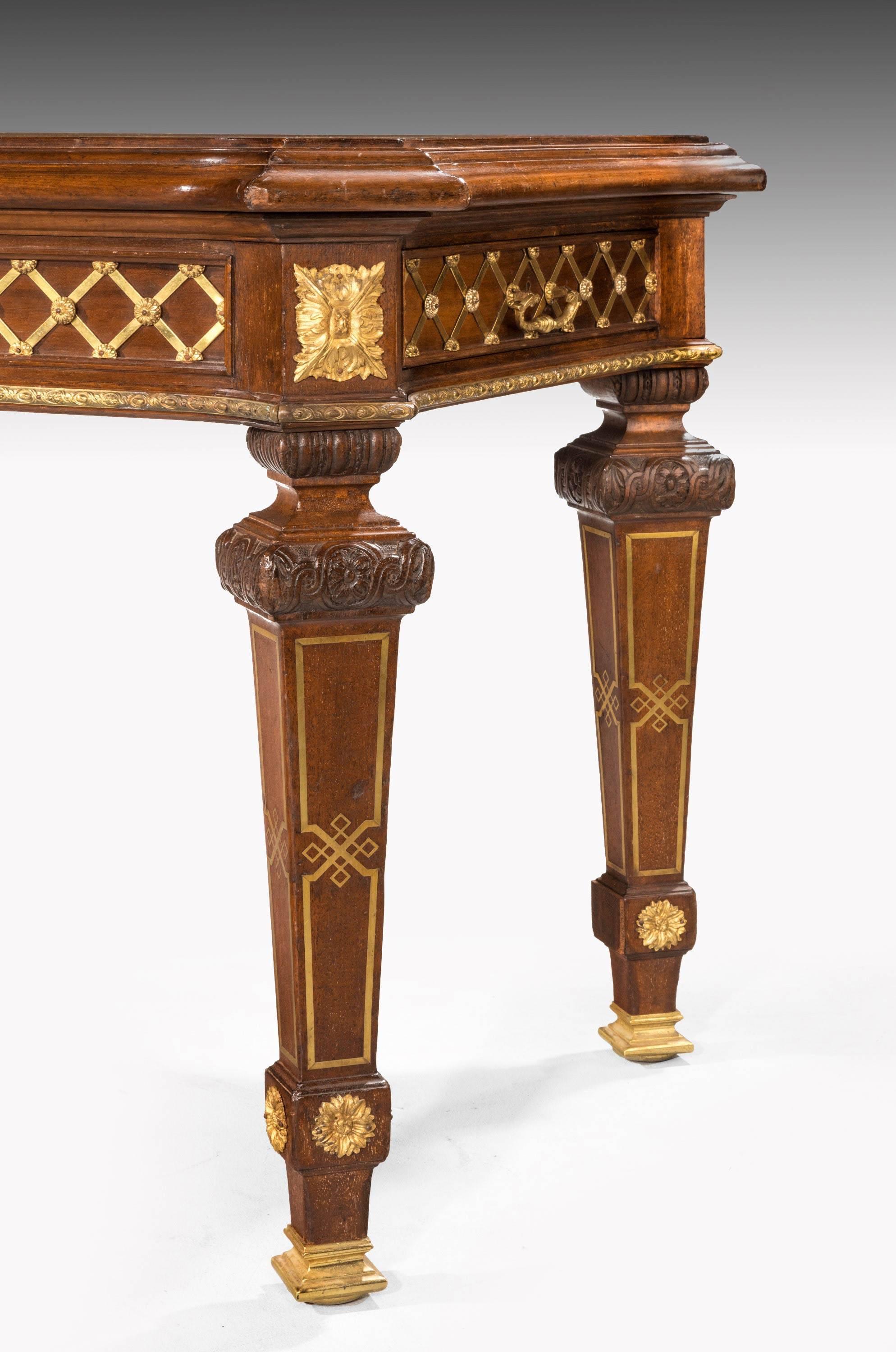 Pair of Early 20th Century Mahogany Library Tables with Gilt Bronze Mounts 5