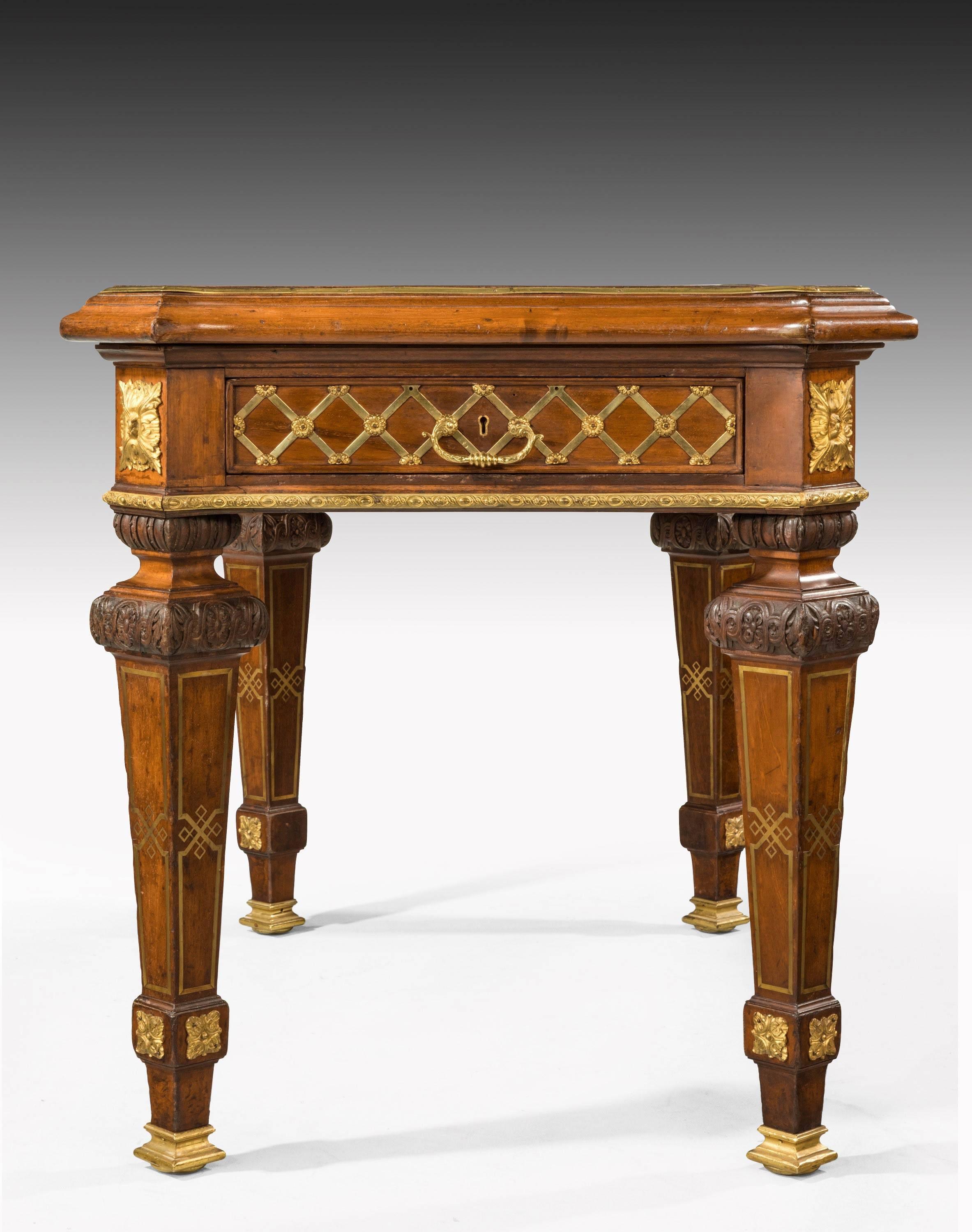 Pair of Early 20th Century Mahogany Library Tables with Gilt Bronze Mounts 1