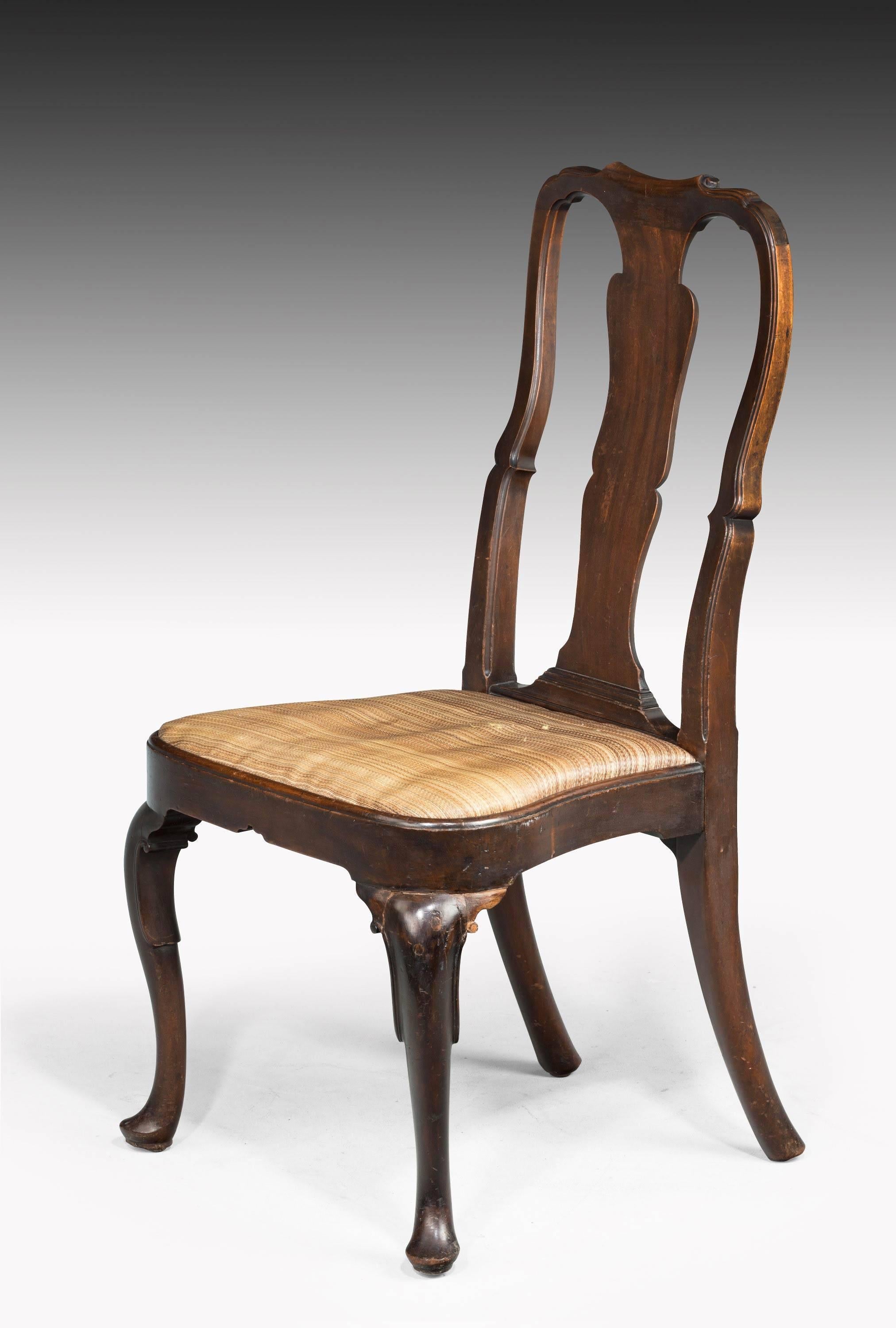 English George II Period Mahogany Single Chair of Queen Anne Design