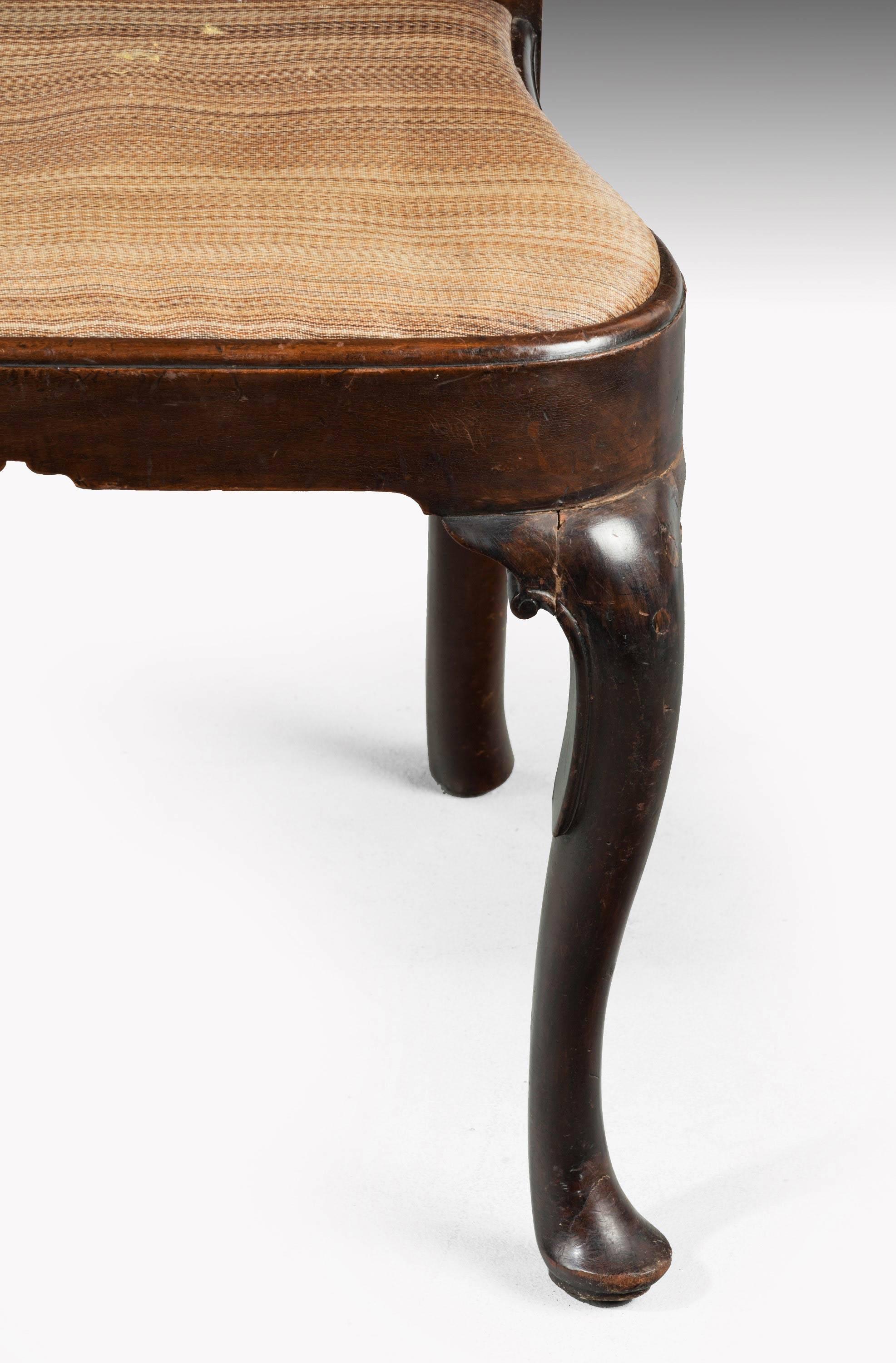 George II Period Mahogany Single Chair of Queen Anne Design In Good Condition In Peterborough, Northamptonshire