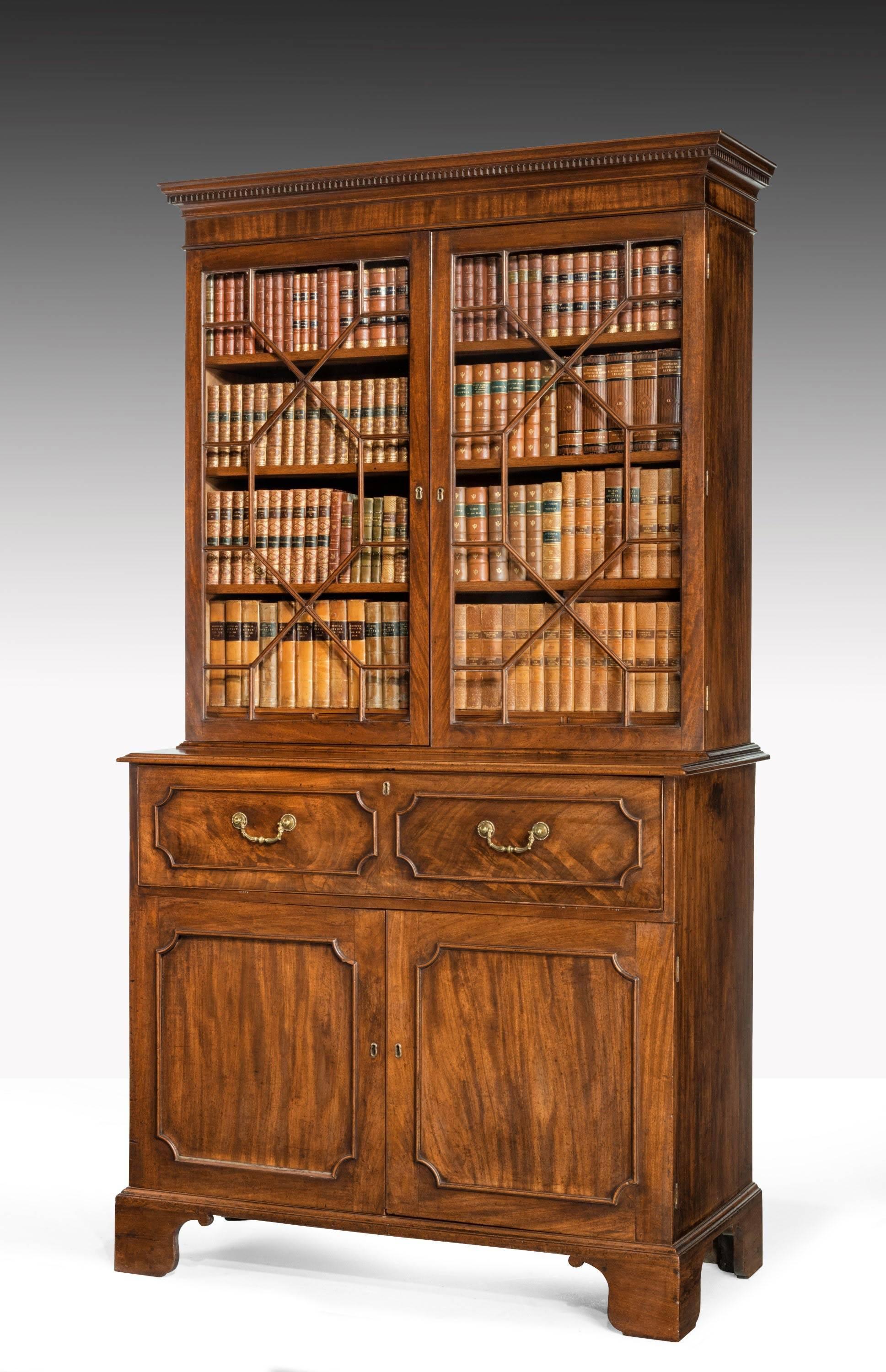 George III Period Mahogany Secretaire Bookcase, Gillows of Lancaster Attributed For Sale 4