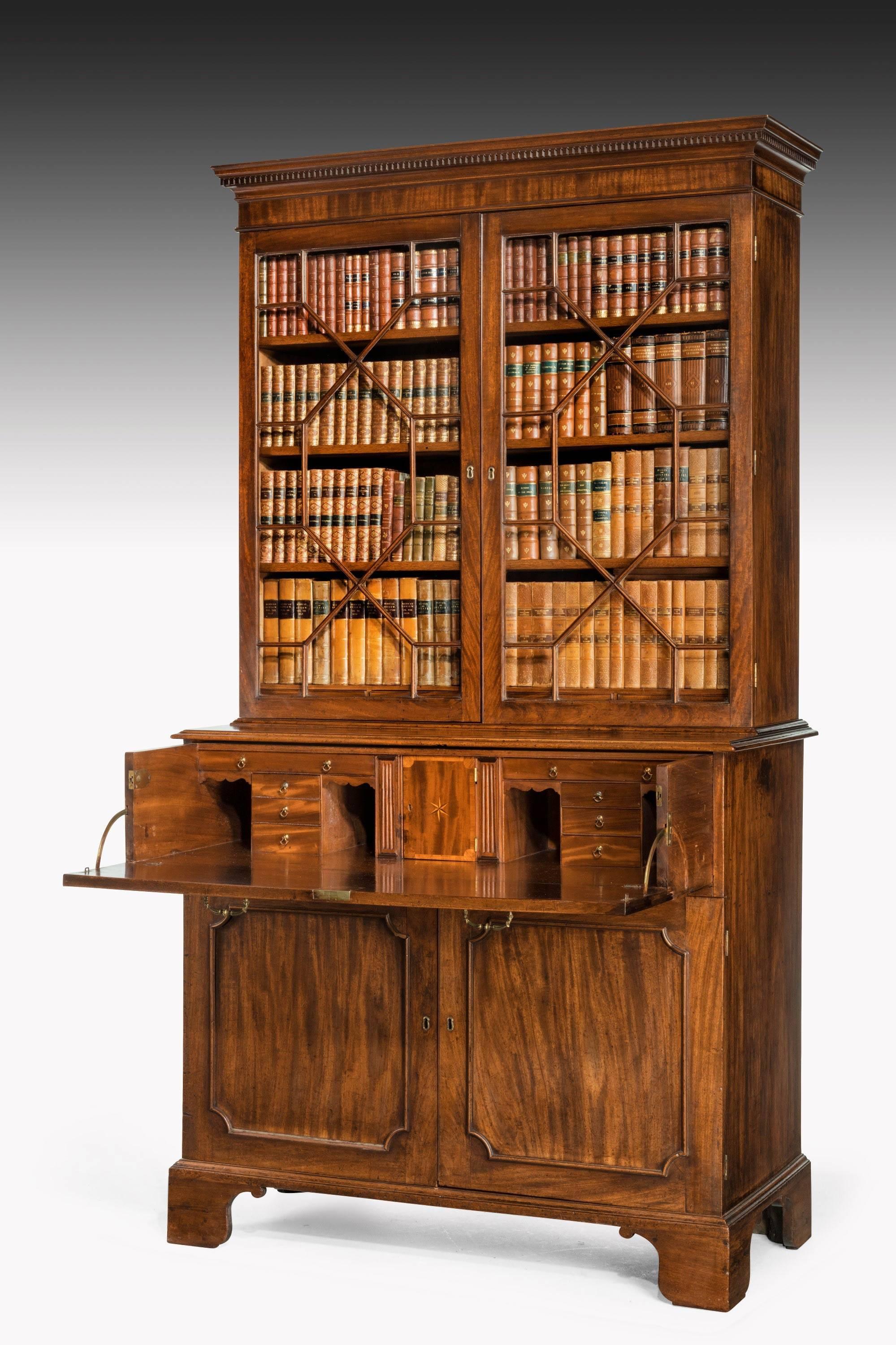 George III Period Mahogany Secretaire Bookcase, Gillows of Lancaster Attributed For Sale 3