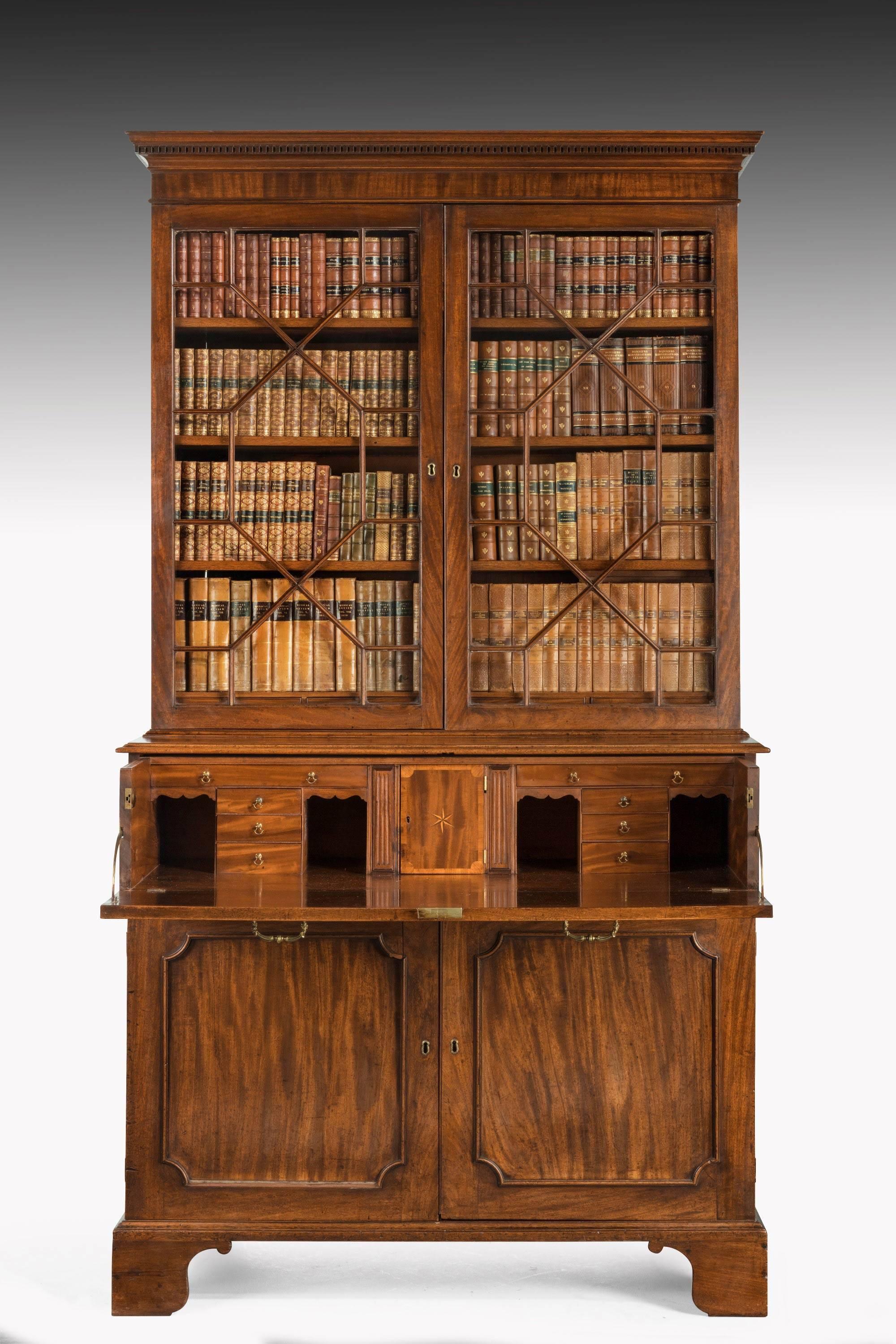 George III Period Mahogany Secretaire Bookcase, Gillows of Lancaster Attributed For Sale 2