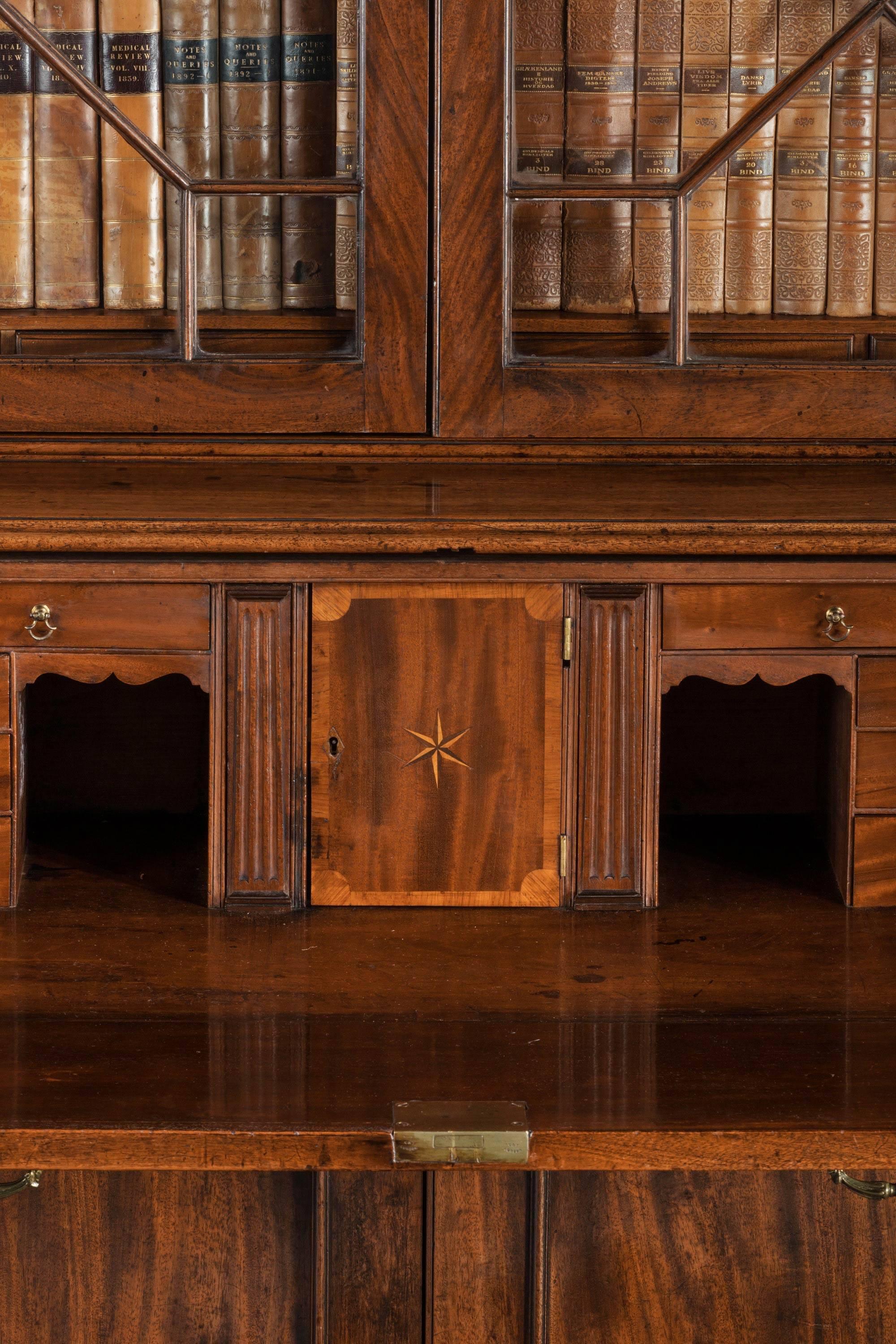 George III Period Mahogany Secretaire Bookcase, Gillows of Lancaster Attributed For Sale 1