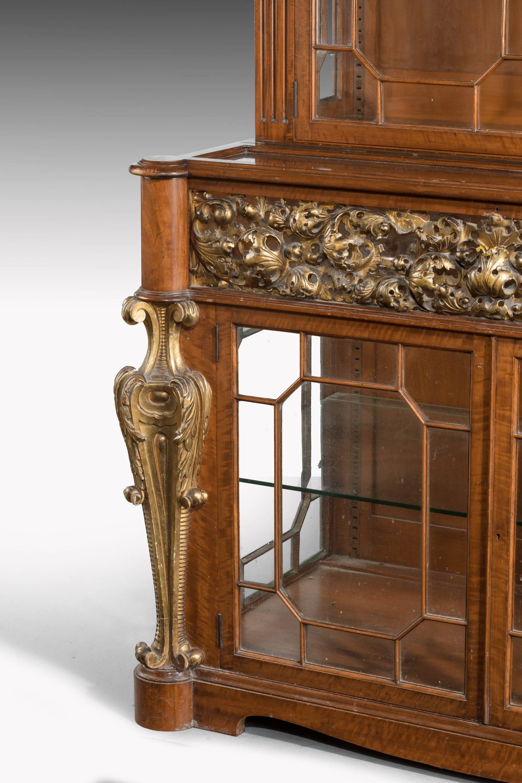 Mid-19th Century Satinwood Cabinet with Elaborate Giltwood Decoration 4