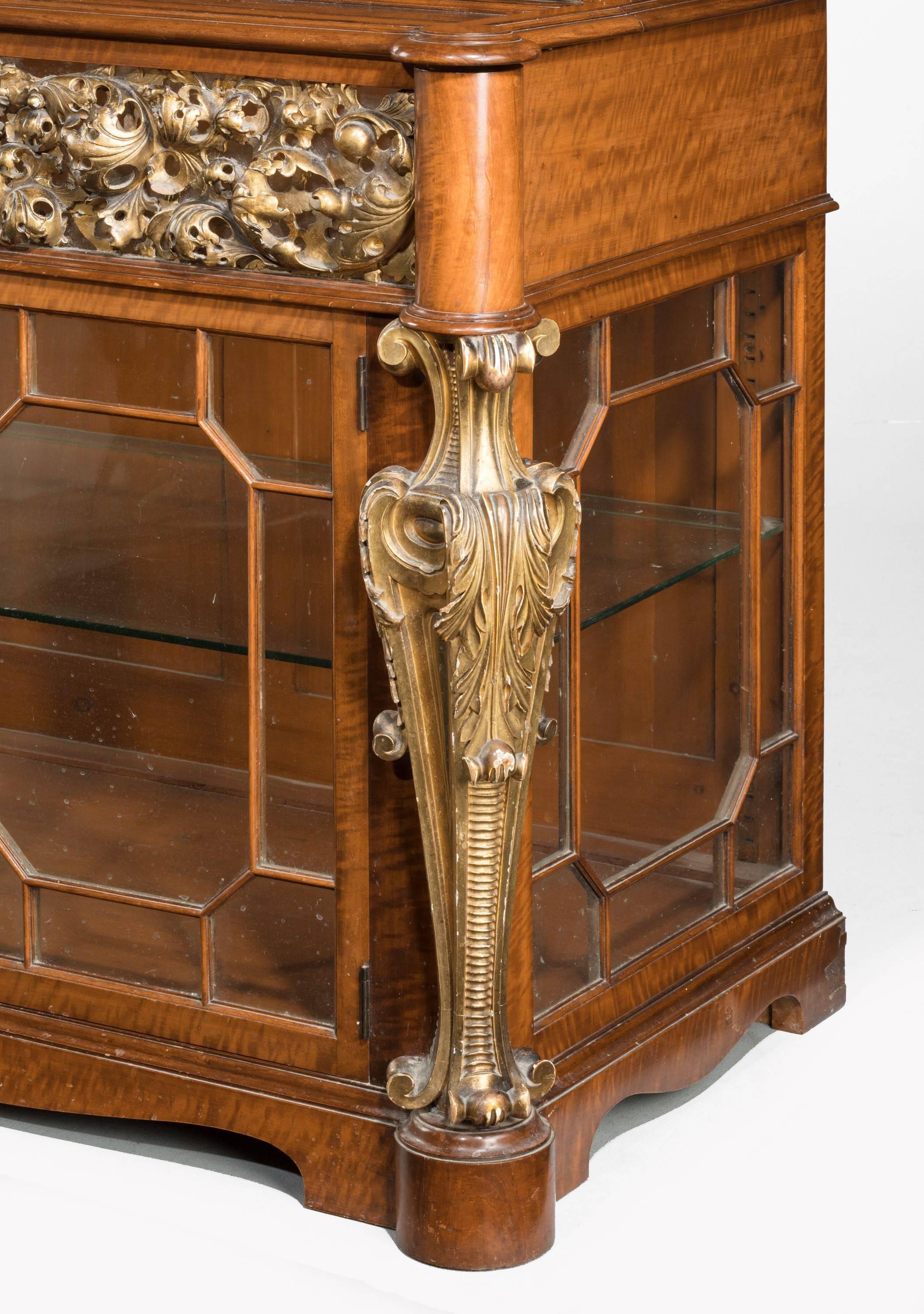 Mid-19th Century Satinwood Cabinet with Elaborate Giltwood Decoration 3