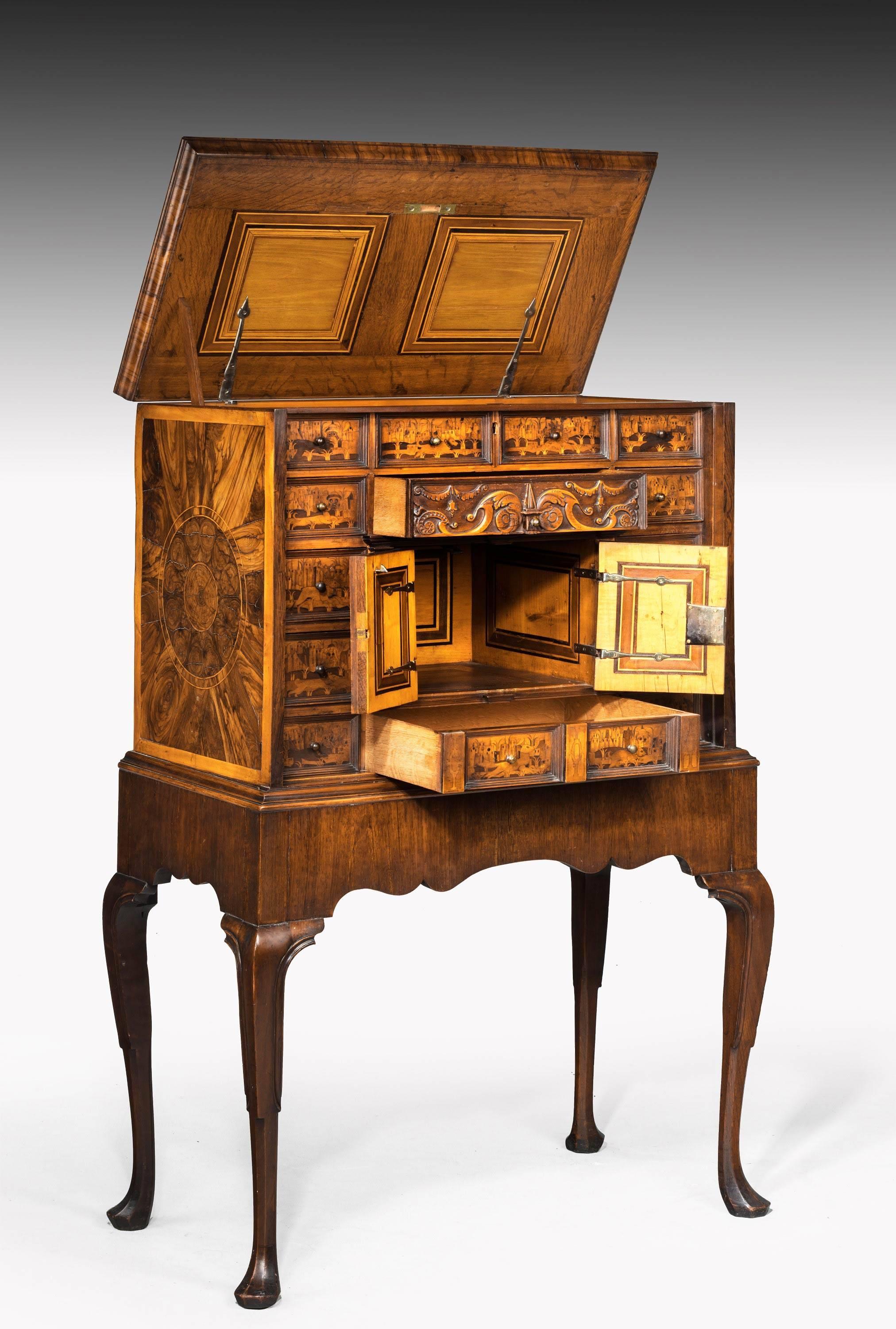 European Early 18th Century Continental Walnut Cabinet on Stand