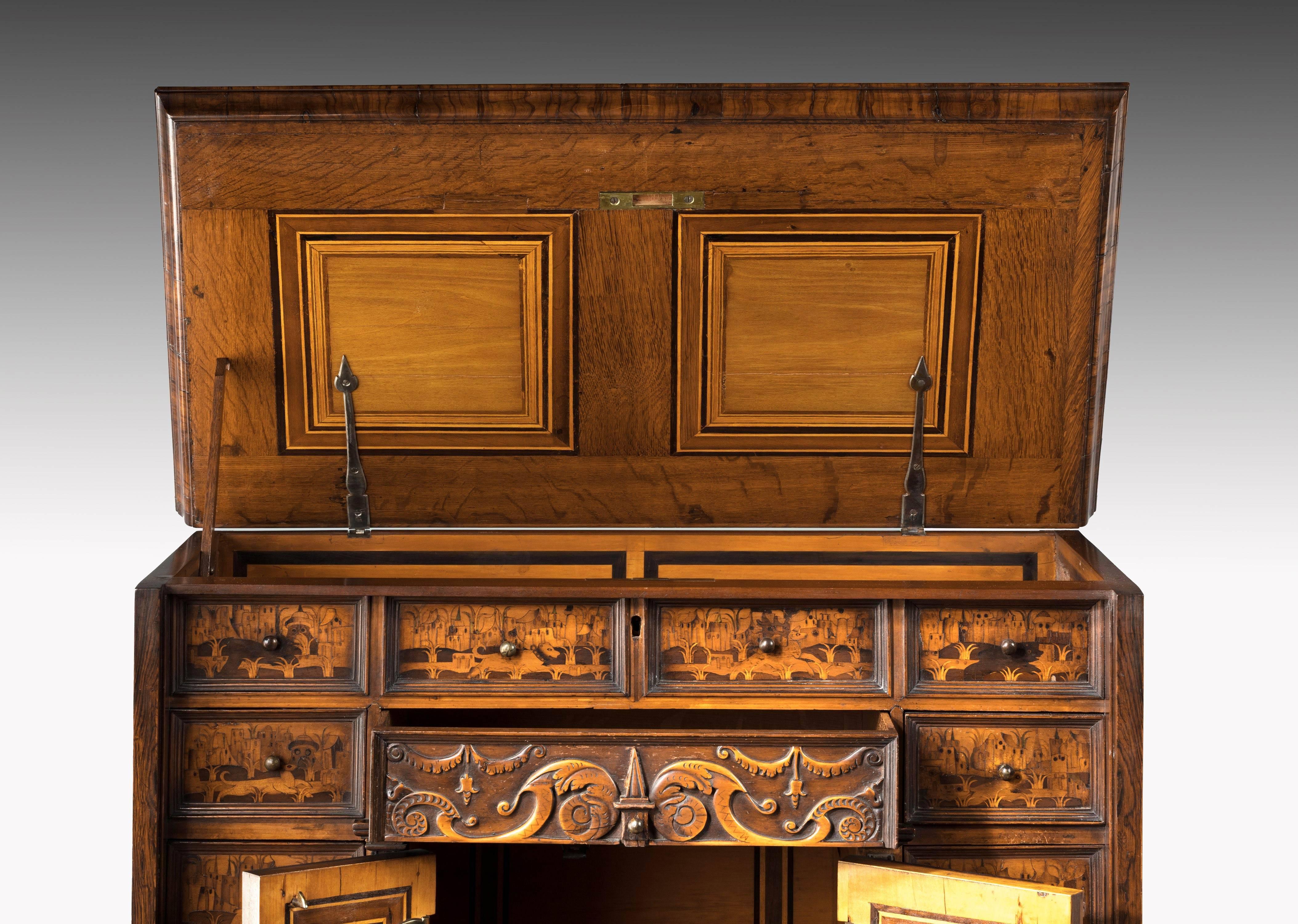 Early 18th Century Continental Walnut Cabinet on Stand In Good Condition In Peterborough, Northamptonshire