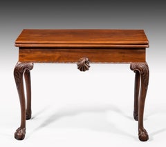 Mid-18th Century Mahogany Irish Card Table on Carved Cabriole Supports
