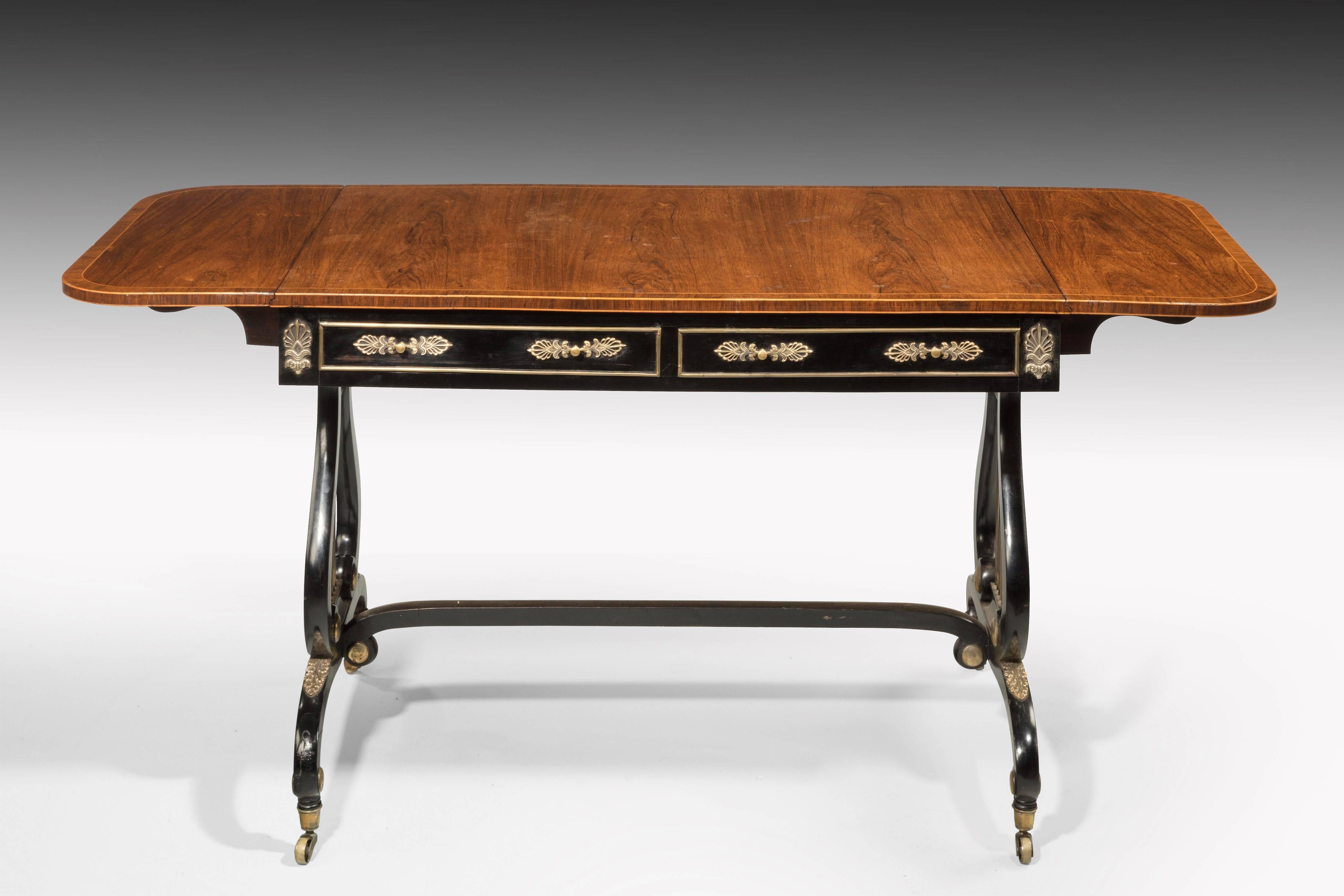 English Regency Period Rosewood Sofa Table of the Most Elegant Form