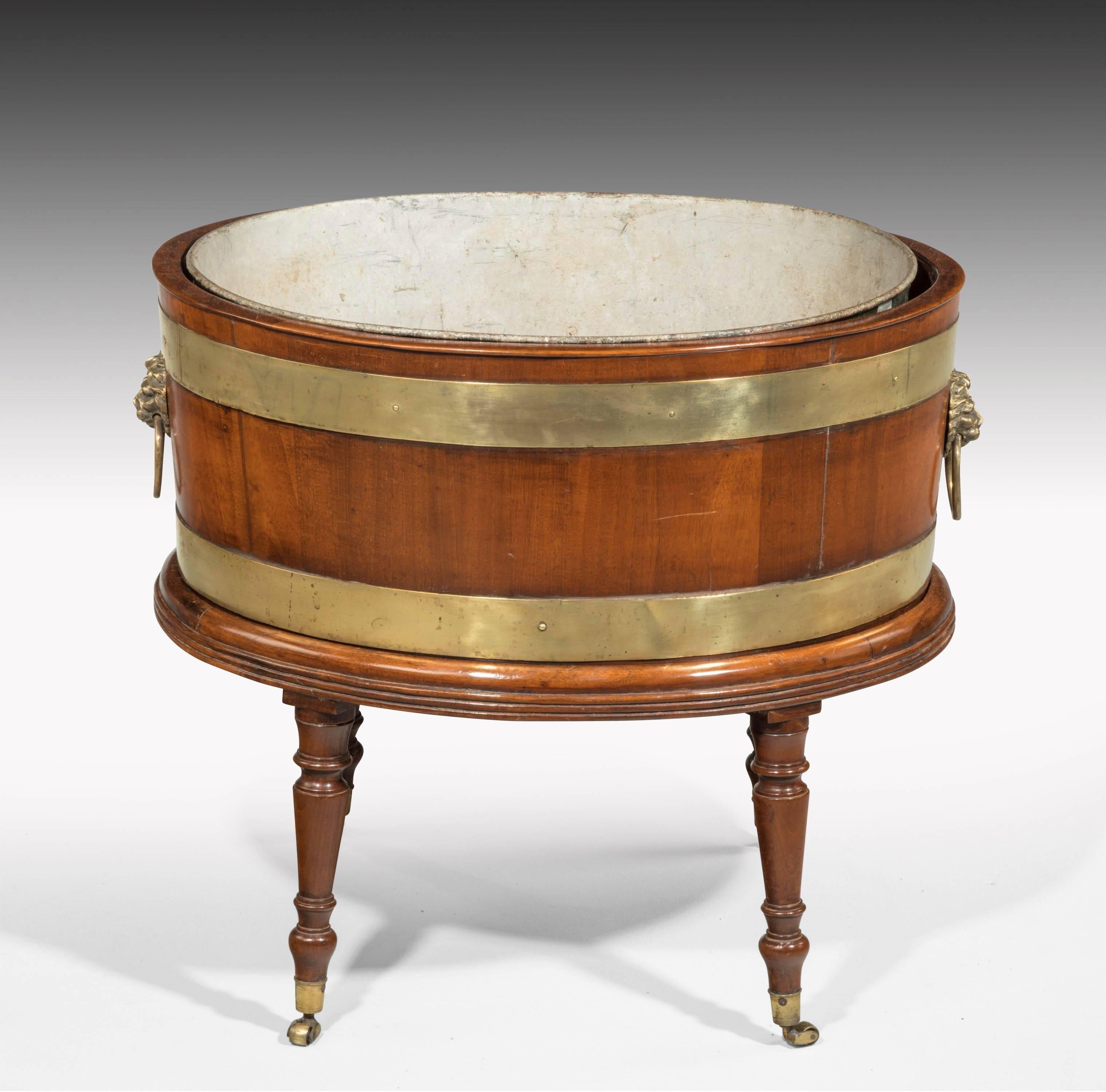 George III Period Oval Wine Cooler with Broad Brass Bounds In Good Condition In Peterborough, Northamptonshire