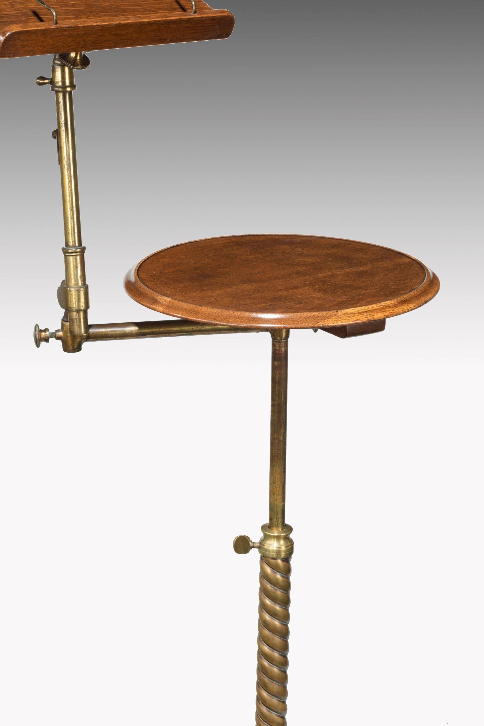 A mid-19th century mahogany and bronze reading stand. Adjustable in two sections. Excellent overall condition.