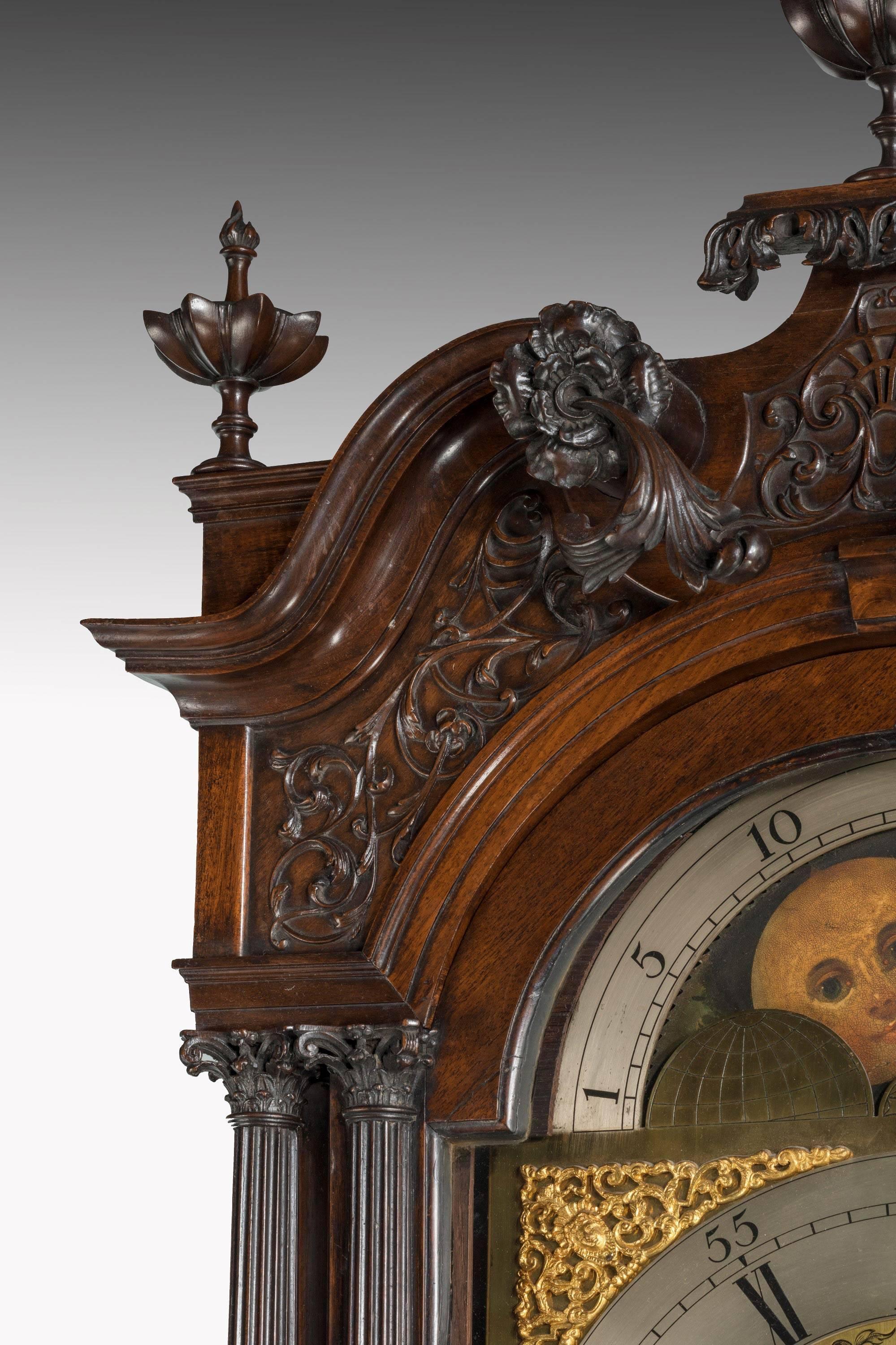 George III Period Carved Mahogany Longcase Clock by George Monk of Prescot 2