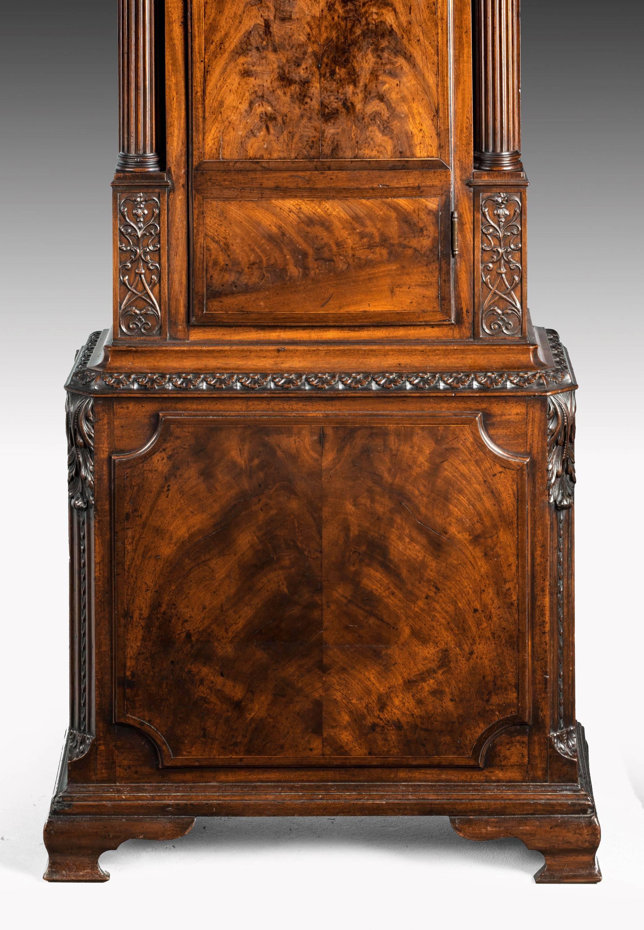 George III Period Carved Mahogany Longcase Clock by George Monk of Prescot 3