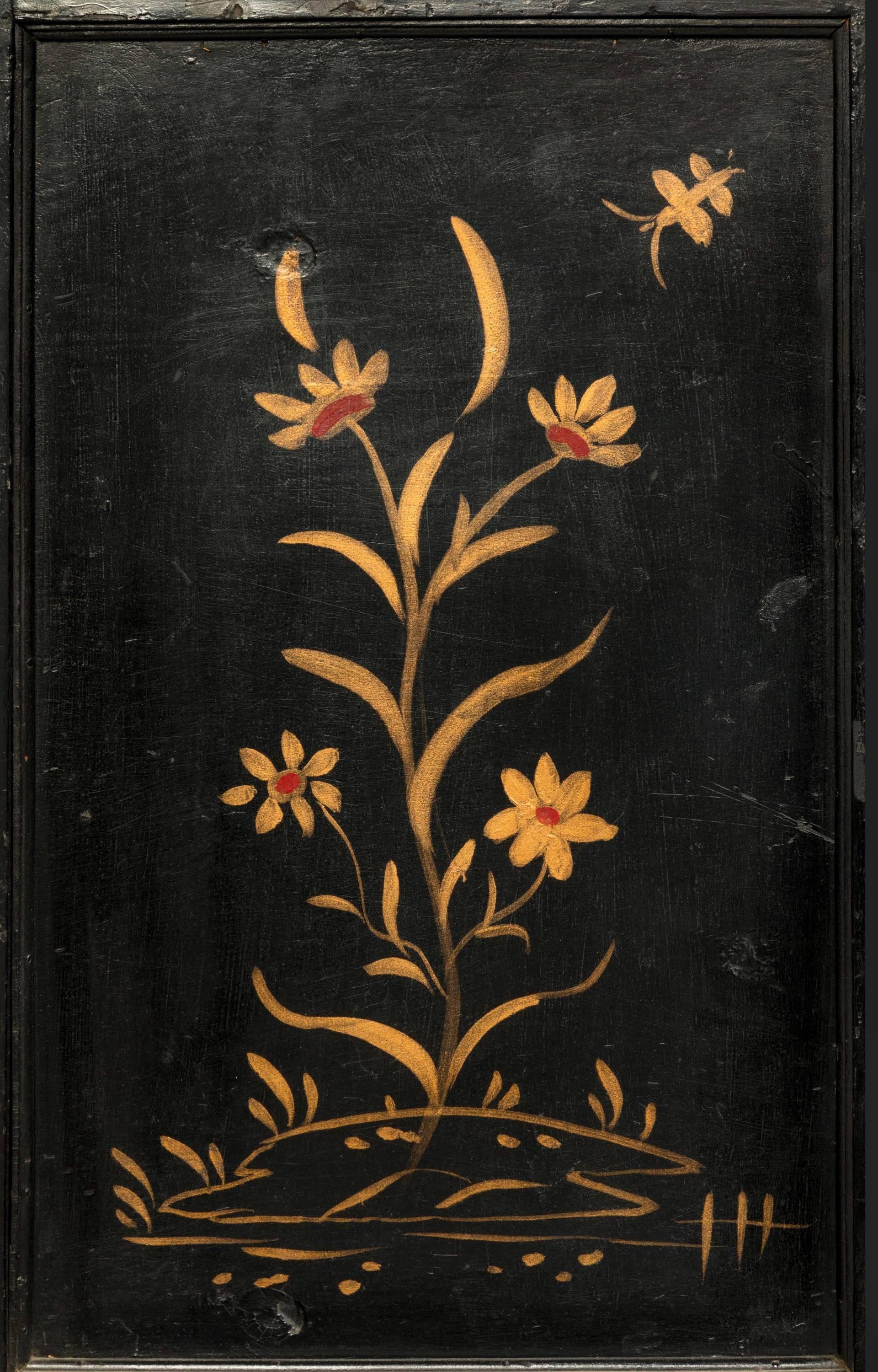 Late 19th Century Oriental Four Fold Lacquered Screen 6
