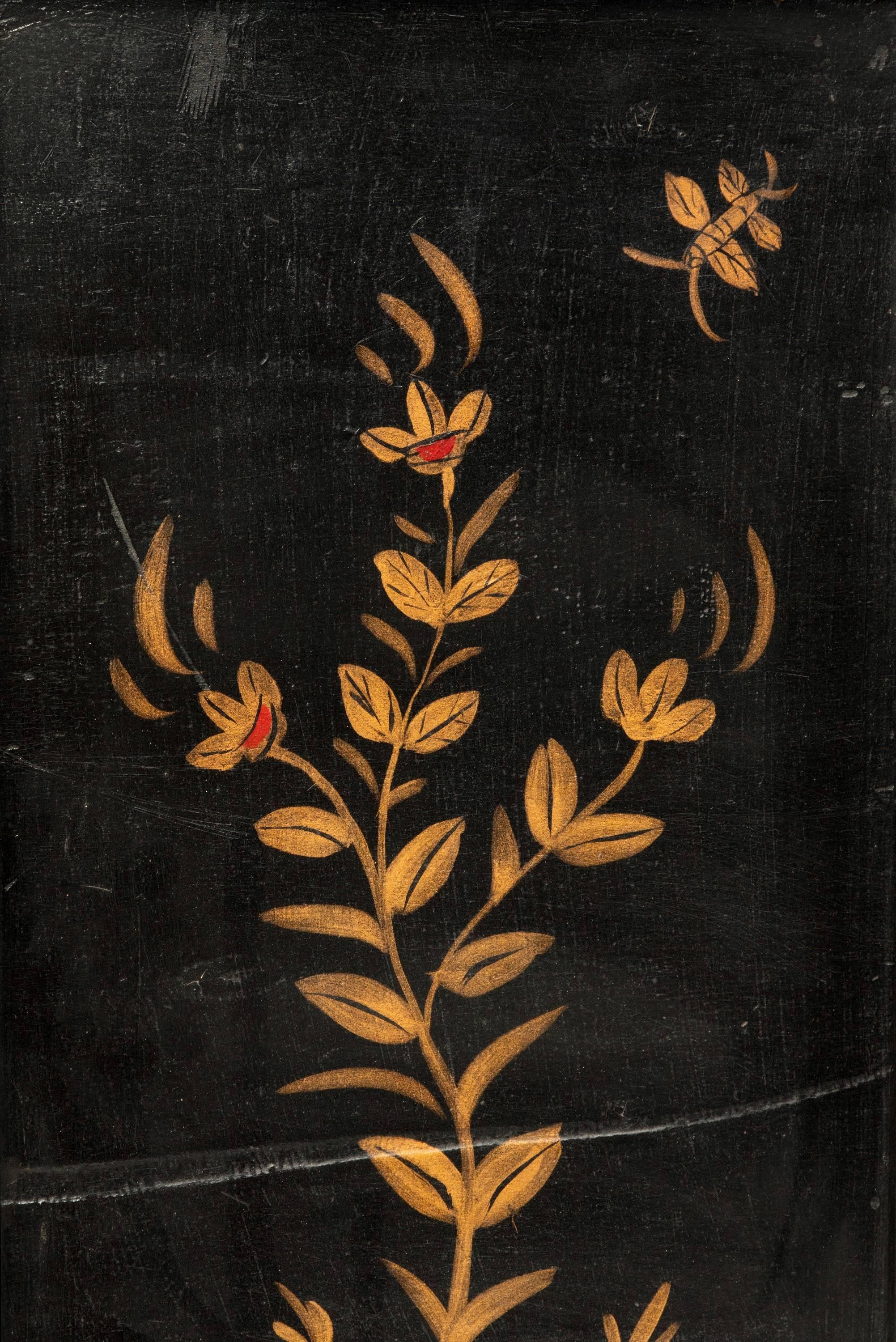 Late 19th Century Oriental Four Fold Lacquered Screen 3