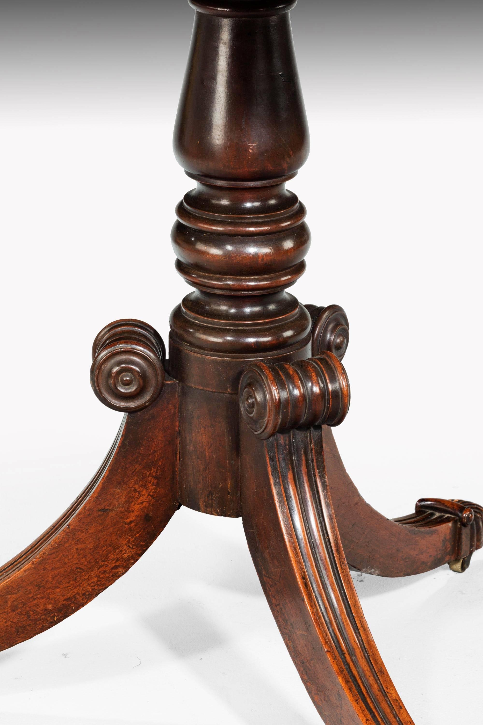 George III Period Mahogany Small Breakfast Table with Reeded Sabre Legs 2