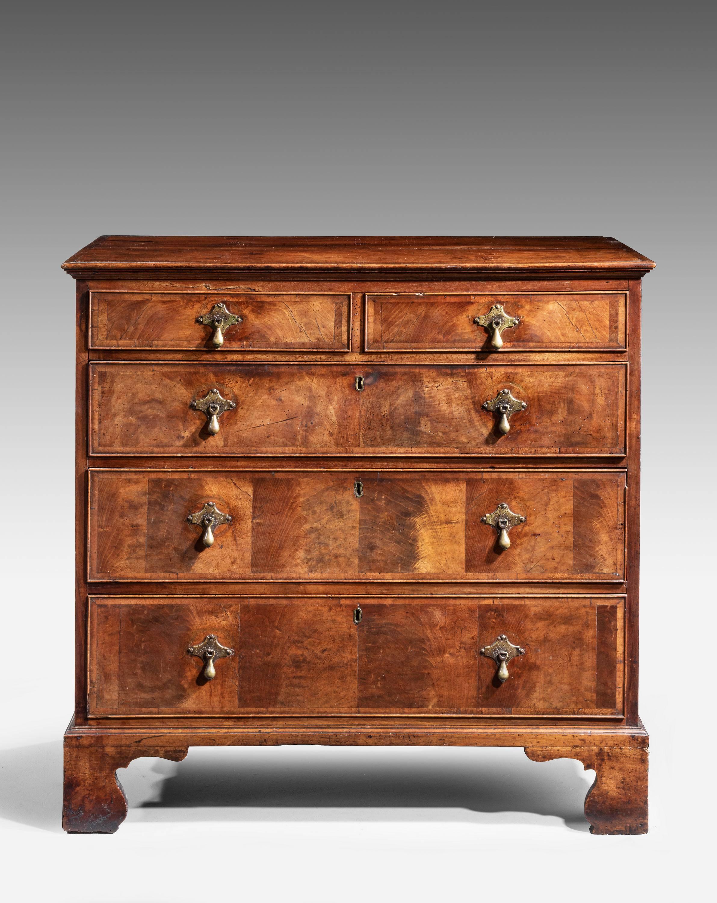 Great Britain (UK) Mid 18th Century Walnut Chest of Drawers with Bone Inlay