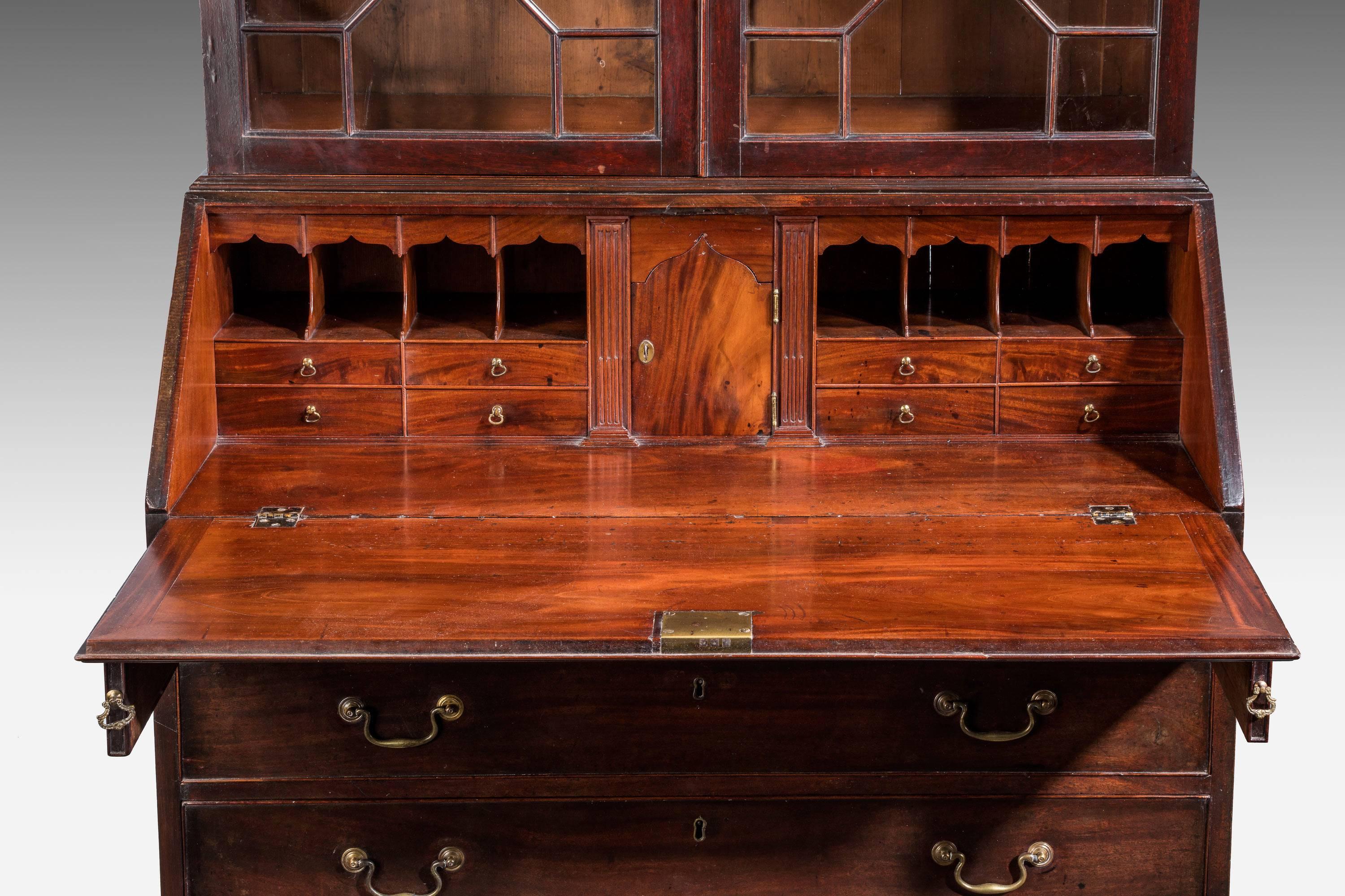 18th Century George III Period Mahogany Bureau Bookcase