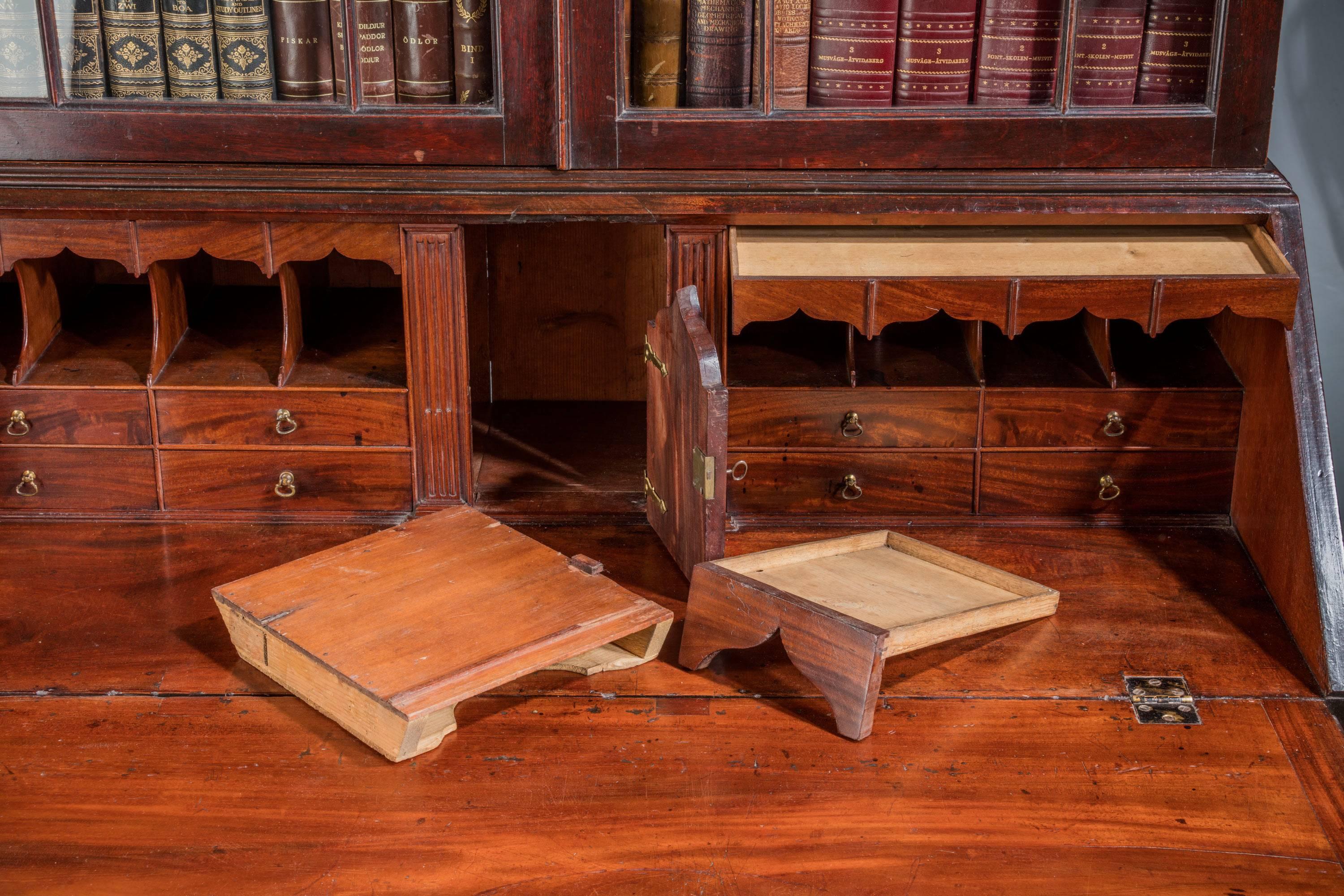 George III Period Mahogany Bureau Bookcase 2