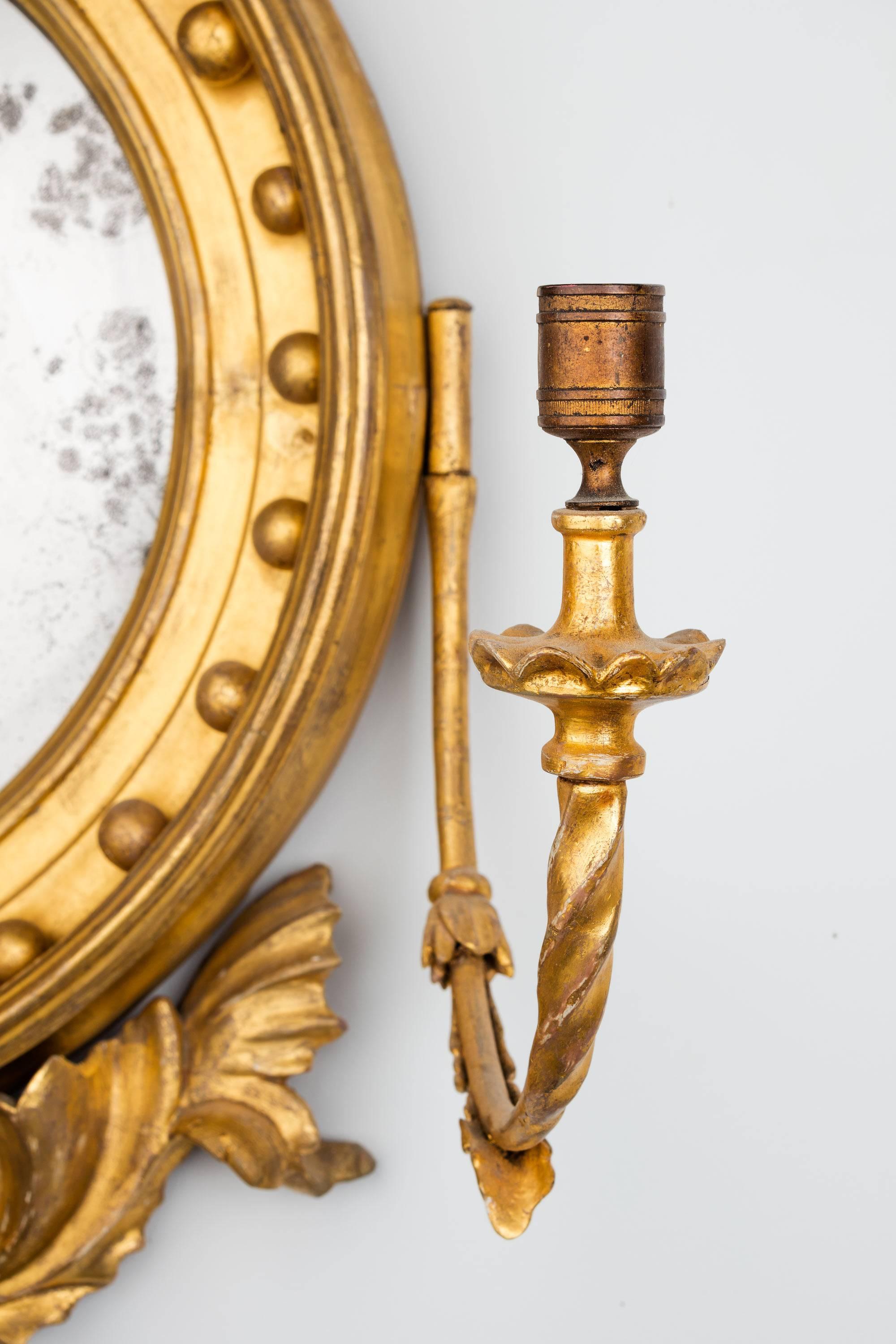 Regency Period Giltwood Convex Mirror For Sale 2