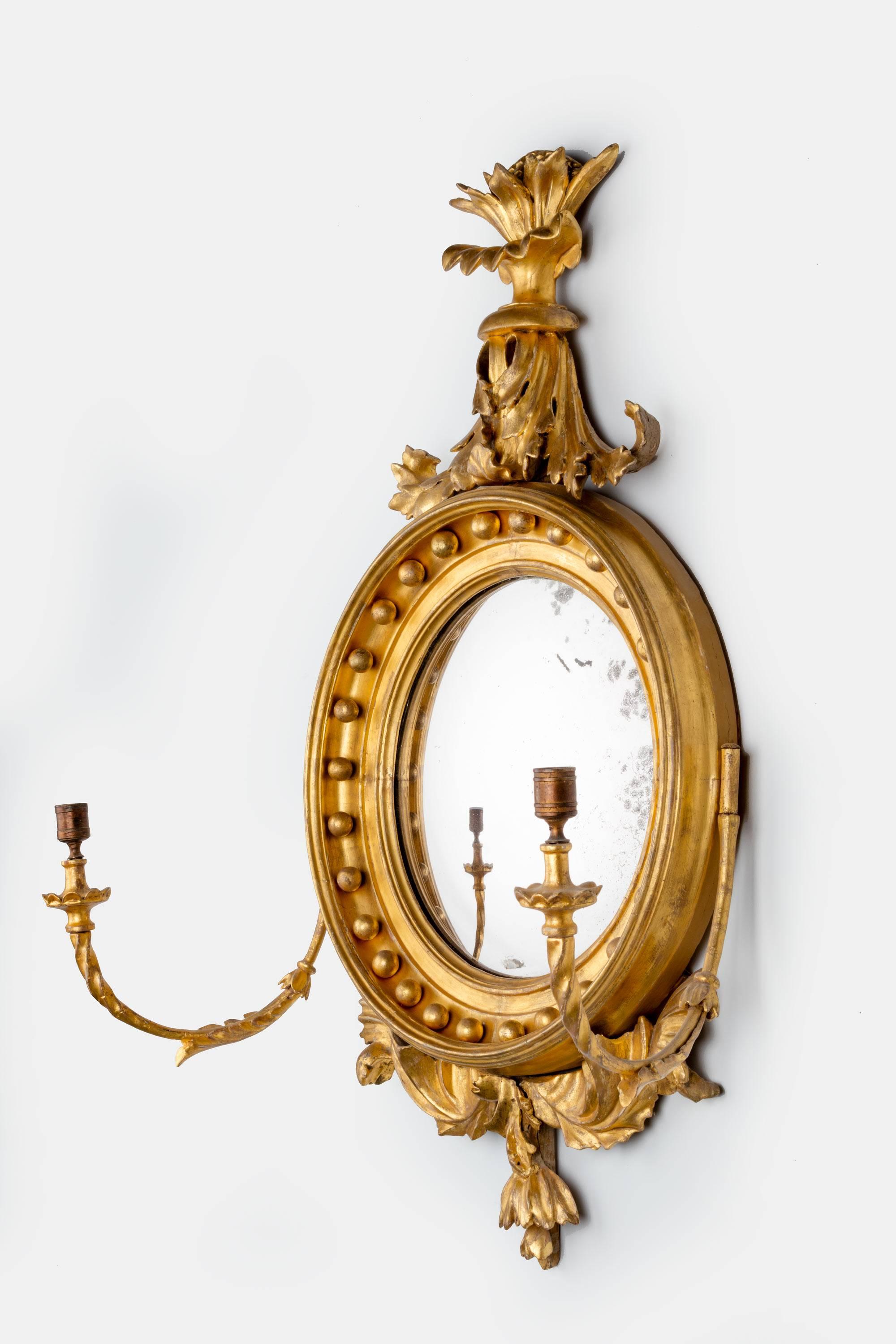 Regency Period Giltwood Convex Mirror In Excellent Condition For Sale In Peterborough, Northamptonshire
