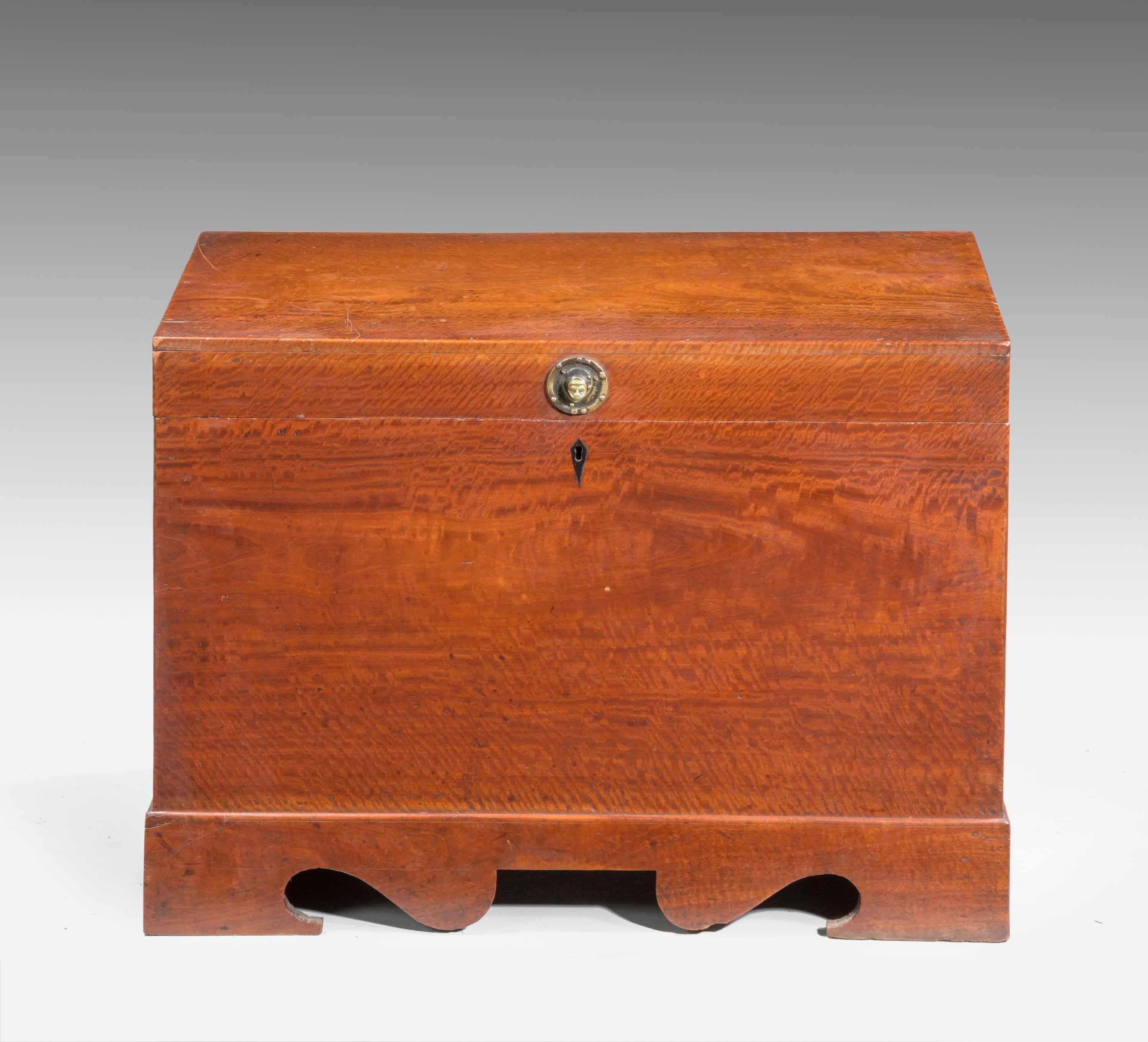 Mid 19th Century teak Rectangular Lidded Box with beautifully figured timbers, the interior retaining its golden colour.
