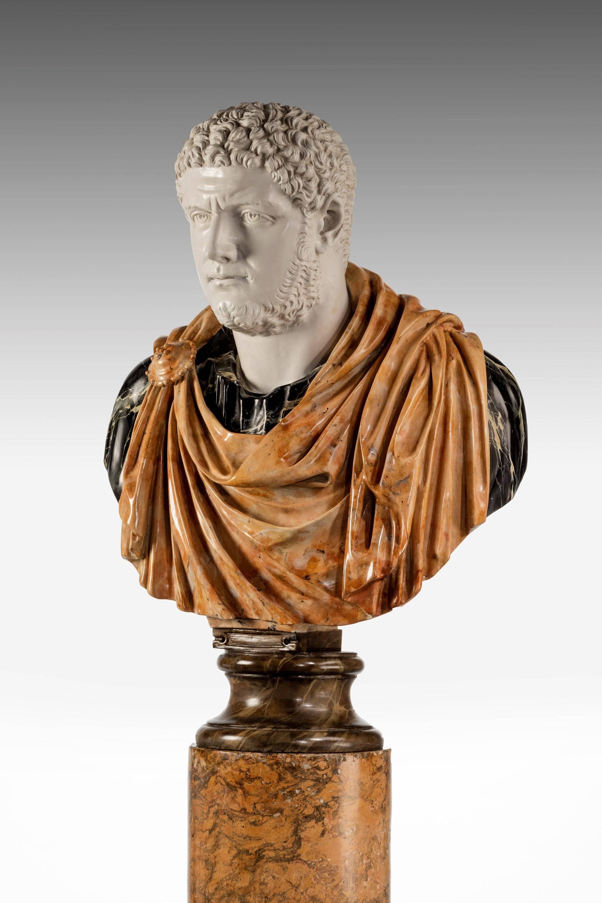 A copy of a Roman Emperor Caracalla (188-217 AD).

Sold without Pedestal.

Caracalla was the popular nickname of Antoninus (4 April 188 – 8 April 217), who was Roman emperor from 198 to 217. The eldest son of Septimius Severus, Caracalla reigned