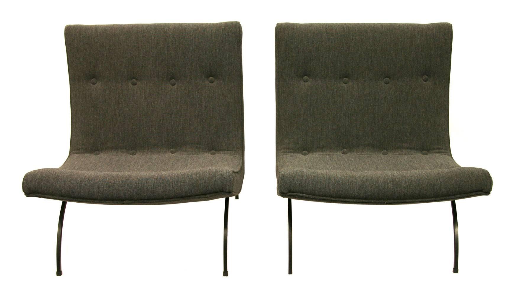 Mid-20th Century Pair of Milo Baughman Scoop Chairs For Sale