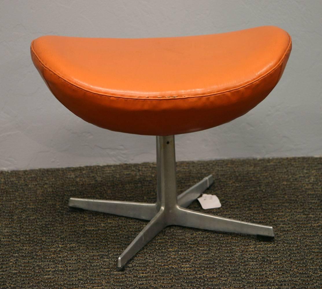 Mid-20th Century Arne Jacobsen, Orange Egg Chair and Ottoman For Sale