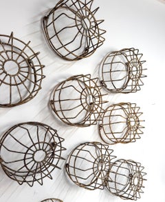 Collection de 13 paniers à huîtres anciens.