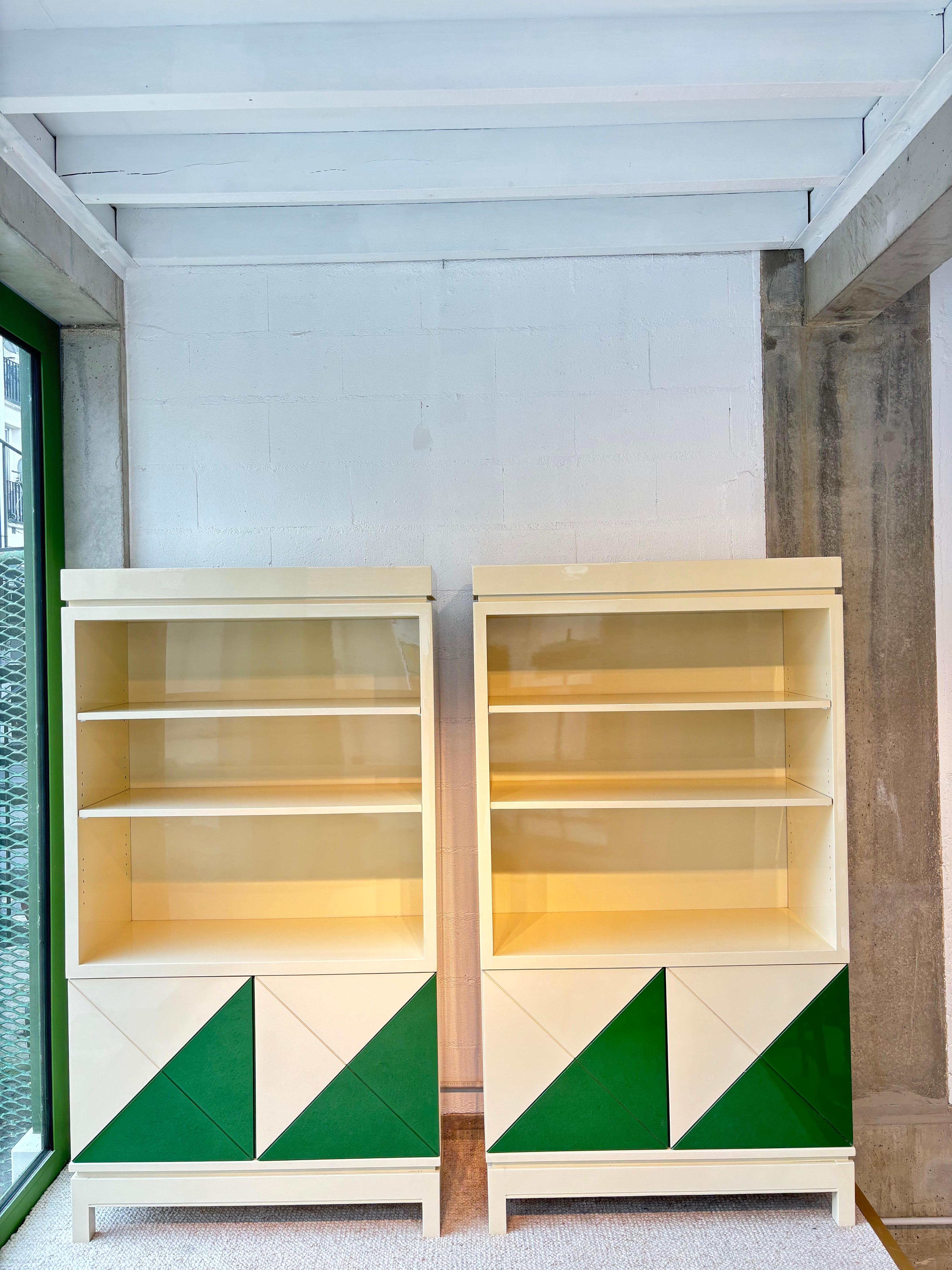 Rara coppia di armadietti di Emiel Verranemen in collaborazione con Victor Vasarely. 