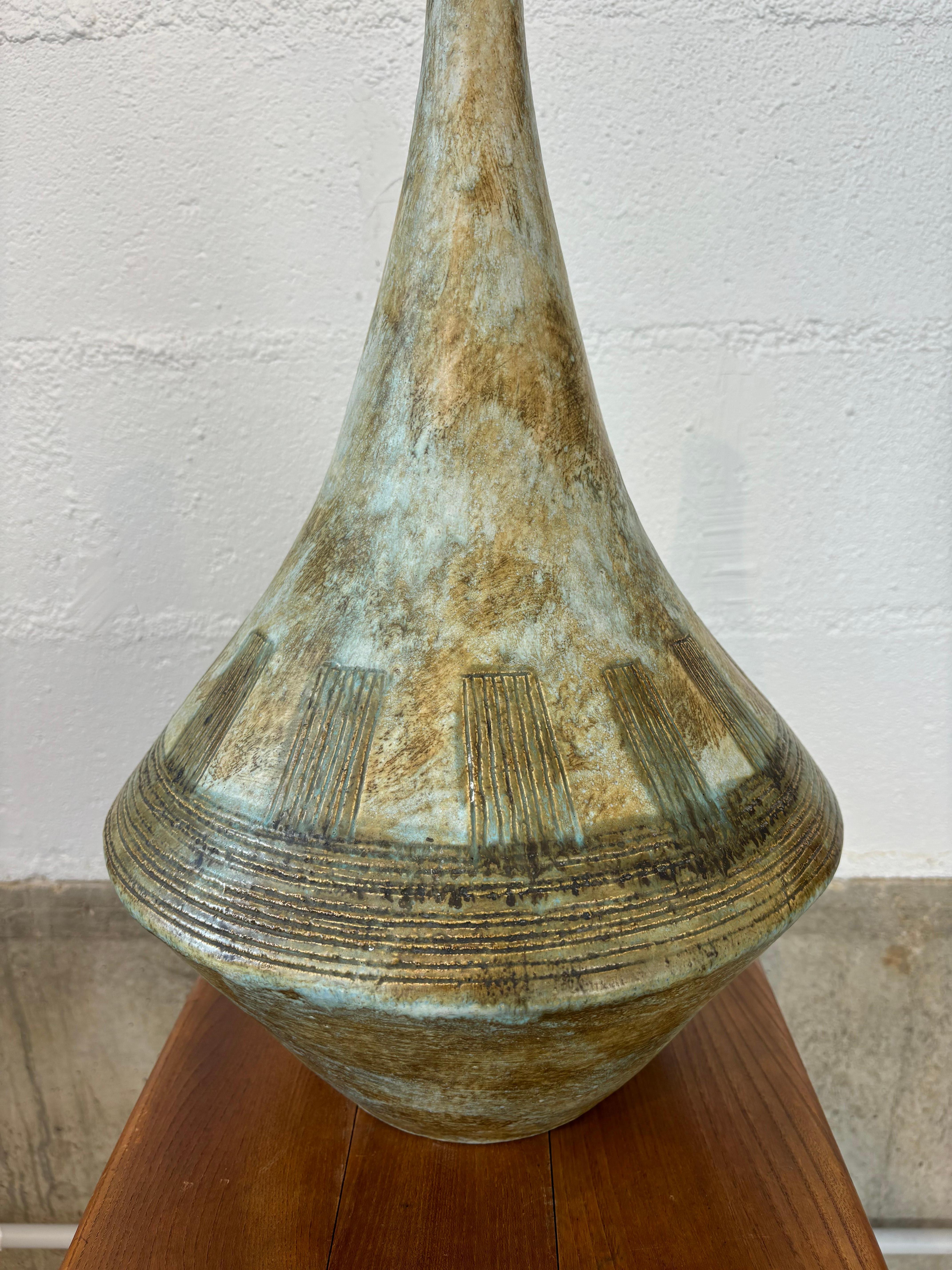 French Toupie lamp by les 2 potiers For Sale