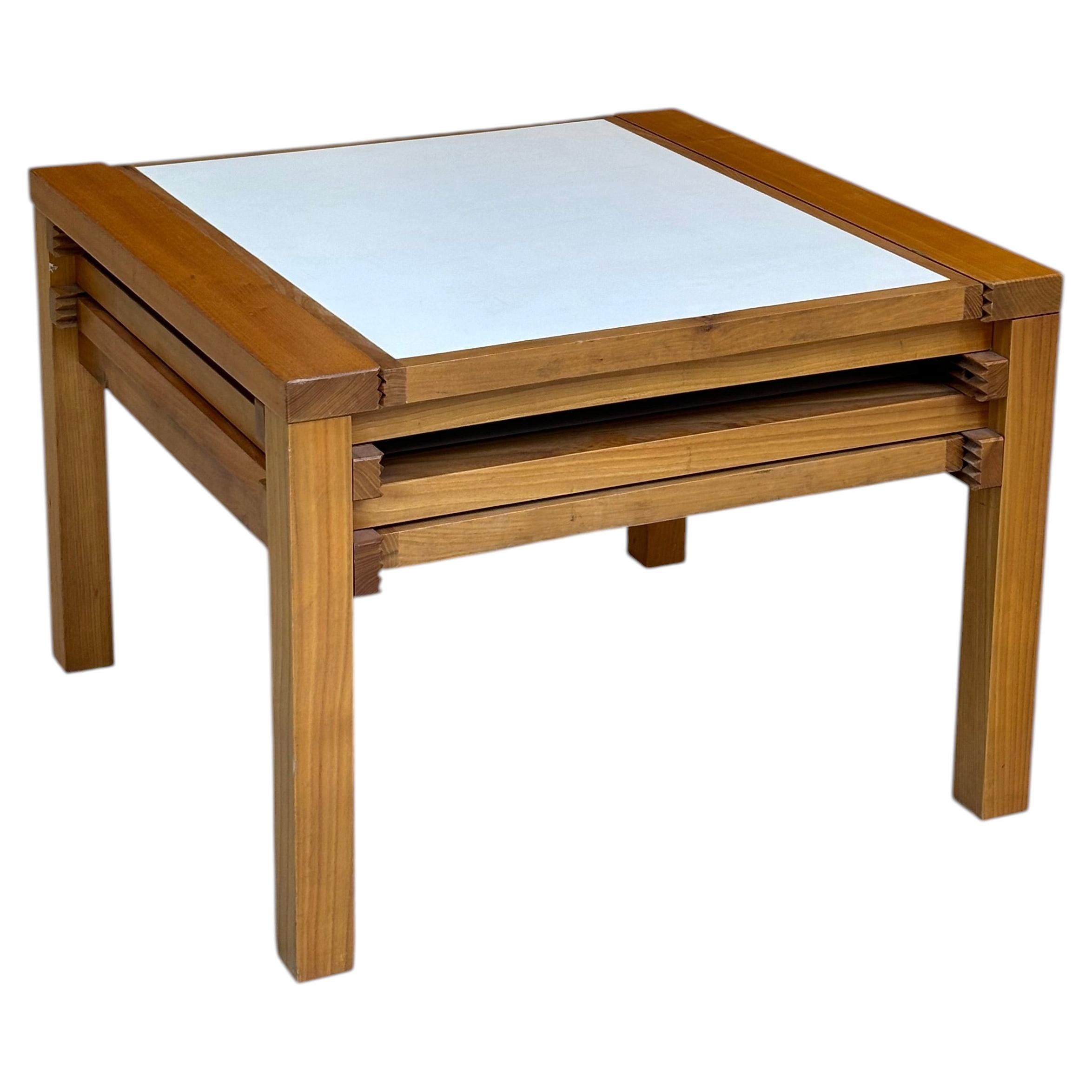Modulable Coffee tablewith three top by Bernard Vuarnesson, circa 1970 For Sale