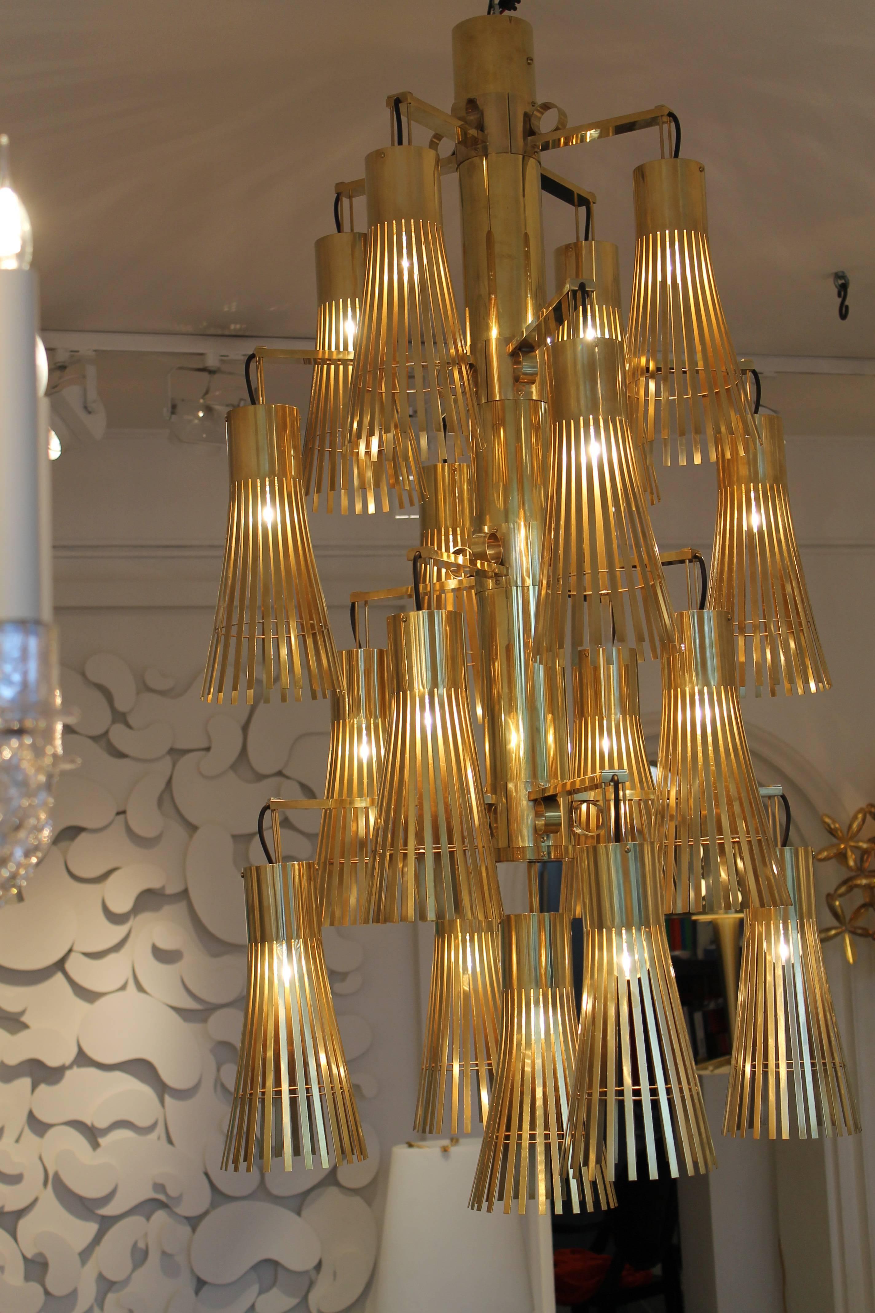French Golden Chandelier by Kam Tin For Sale