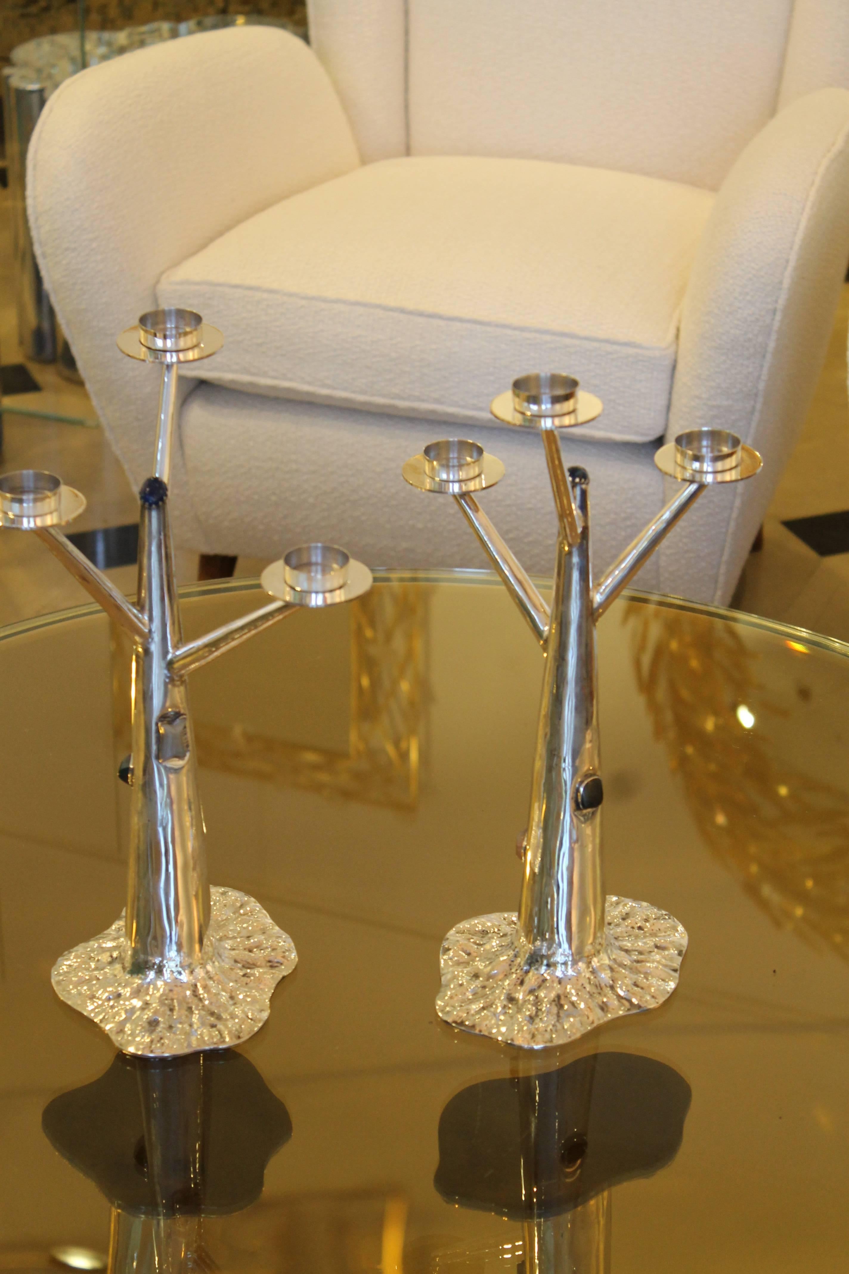 Other Very Refined Pair of Candleholders by Arrigo Finzi
