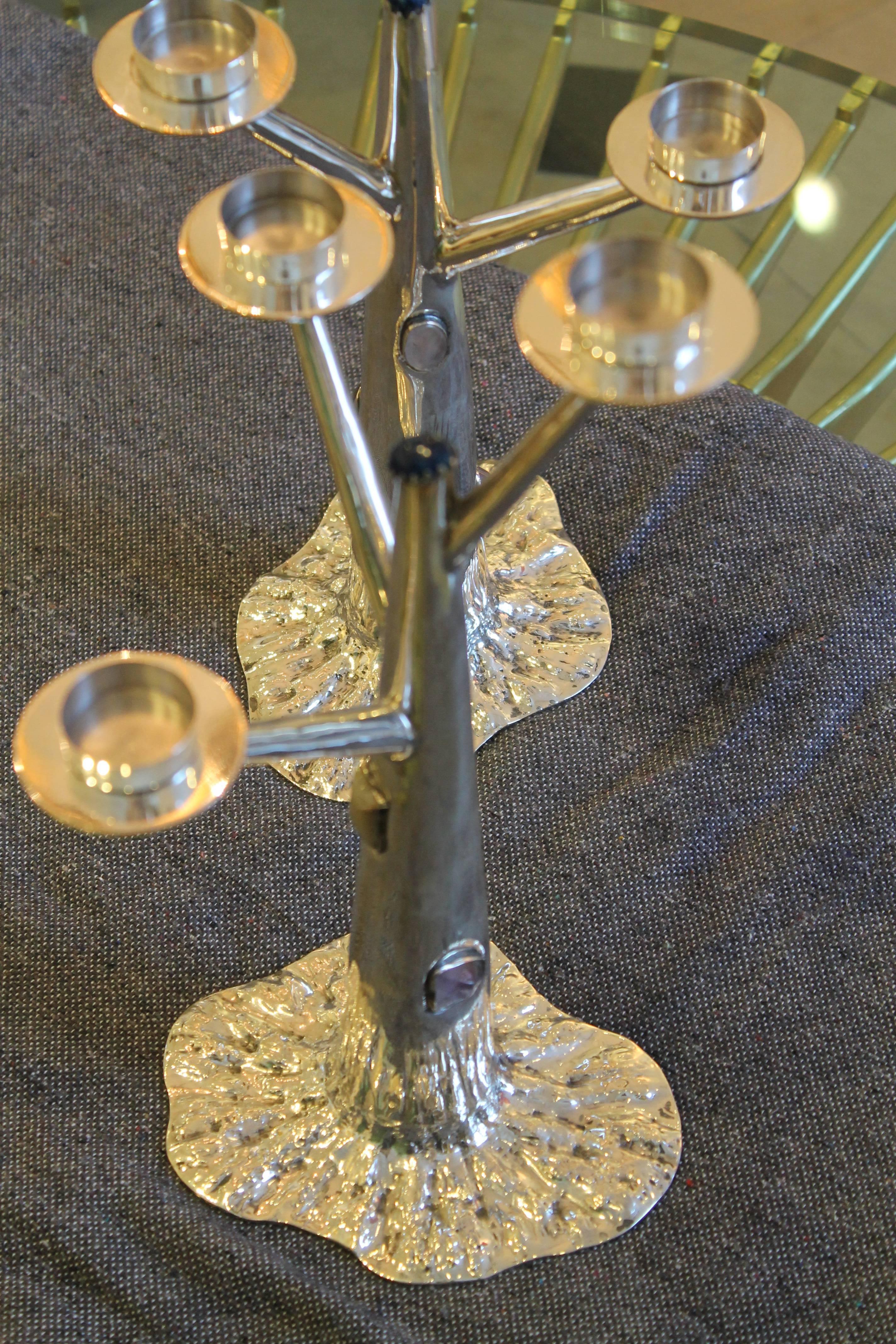 Silver Very Refined Pair of Candleholders by Arrigo Finzi