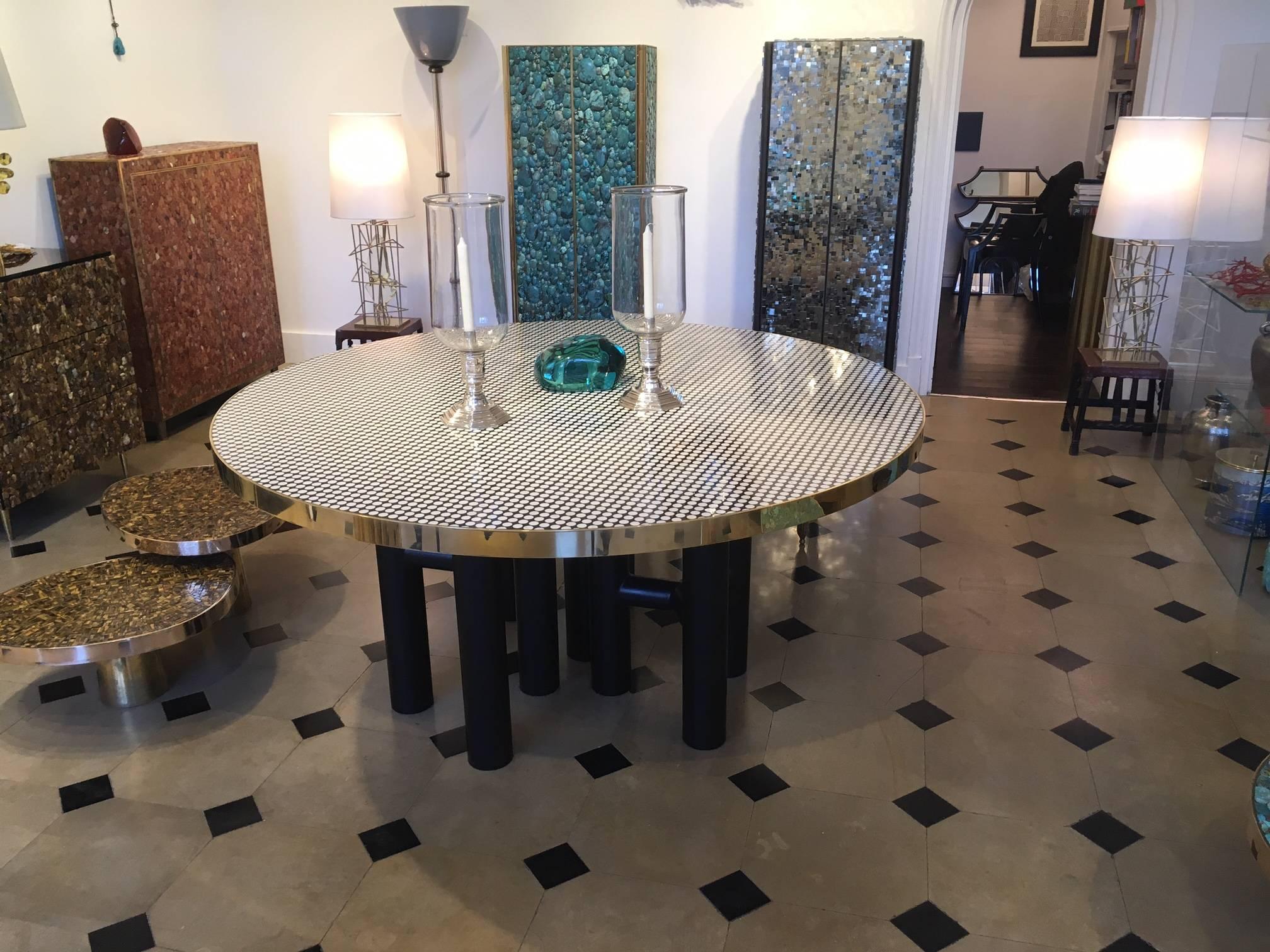 Other Large Round Dining Table Covered with Bones and Resin by Etienne Allemeersch For Sale