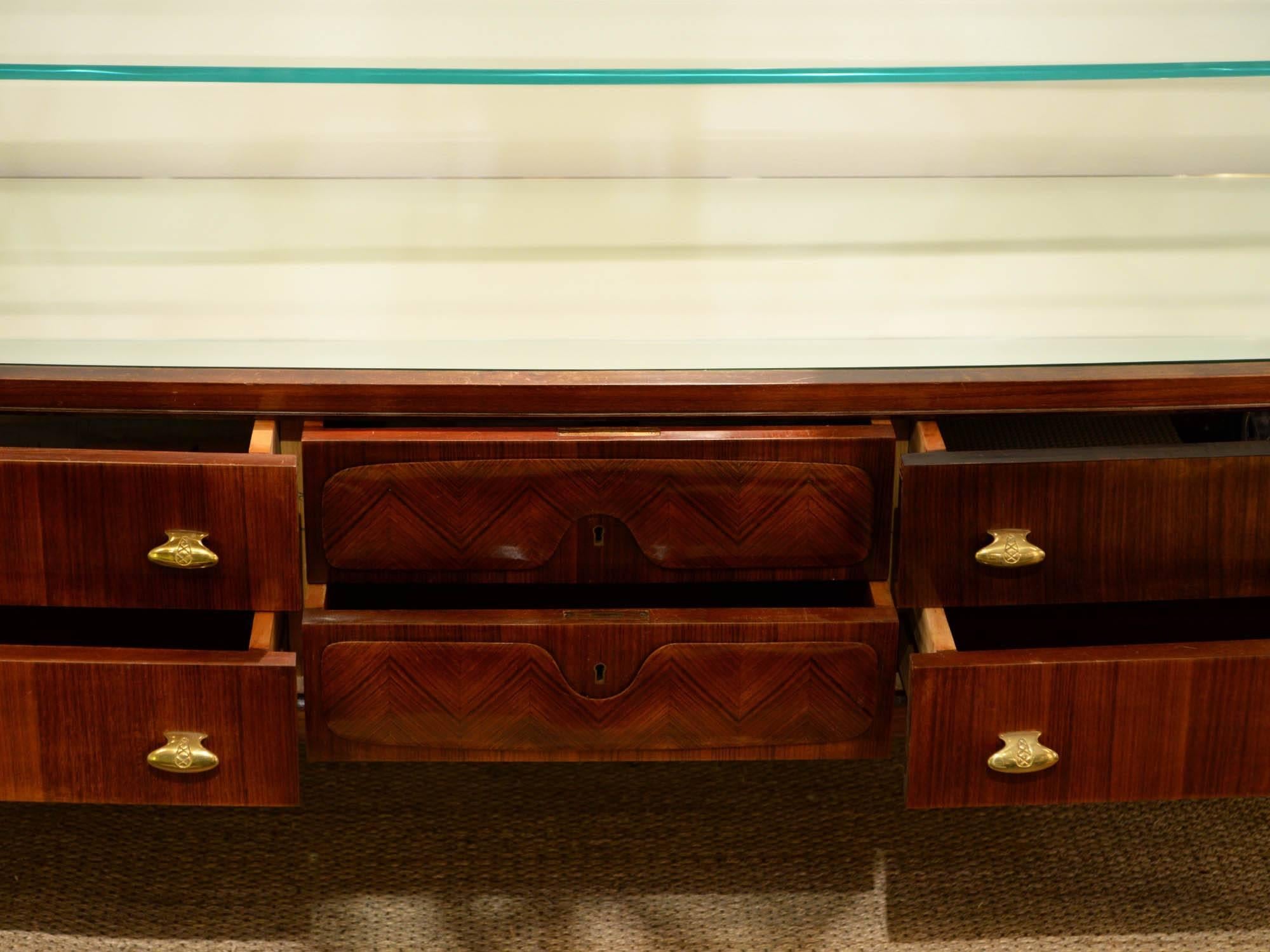 Italian Sideboard from 1950s with Walnut Wood and Brass 3