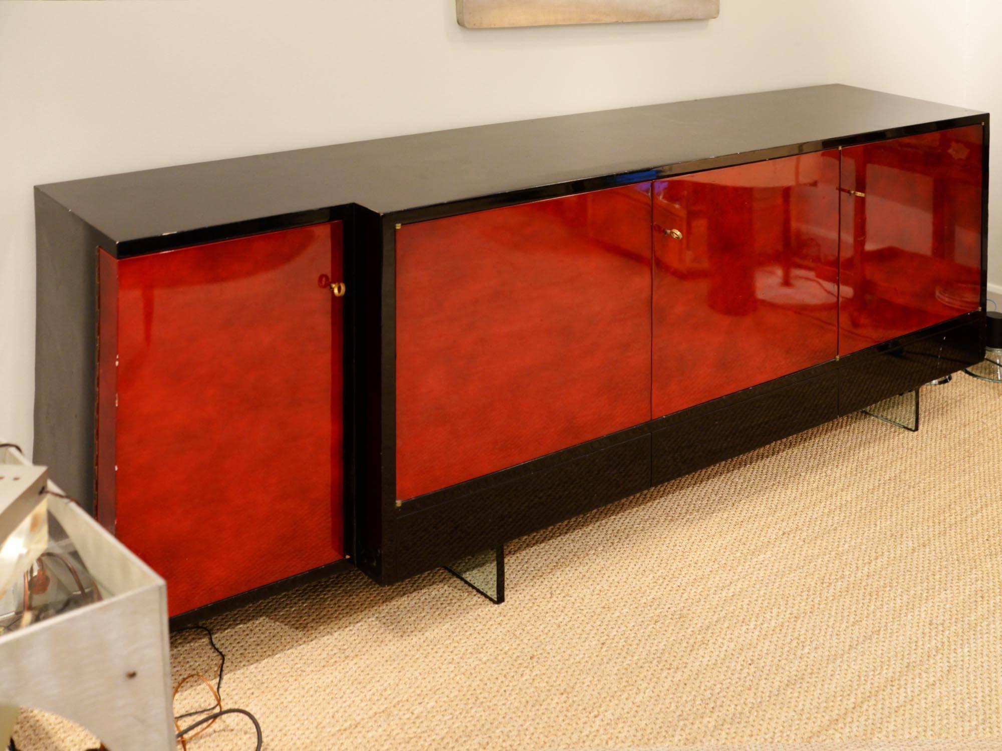 Sideboard by Raphael in Beka Lacquered Wood and Glass, 1950s 2