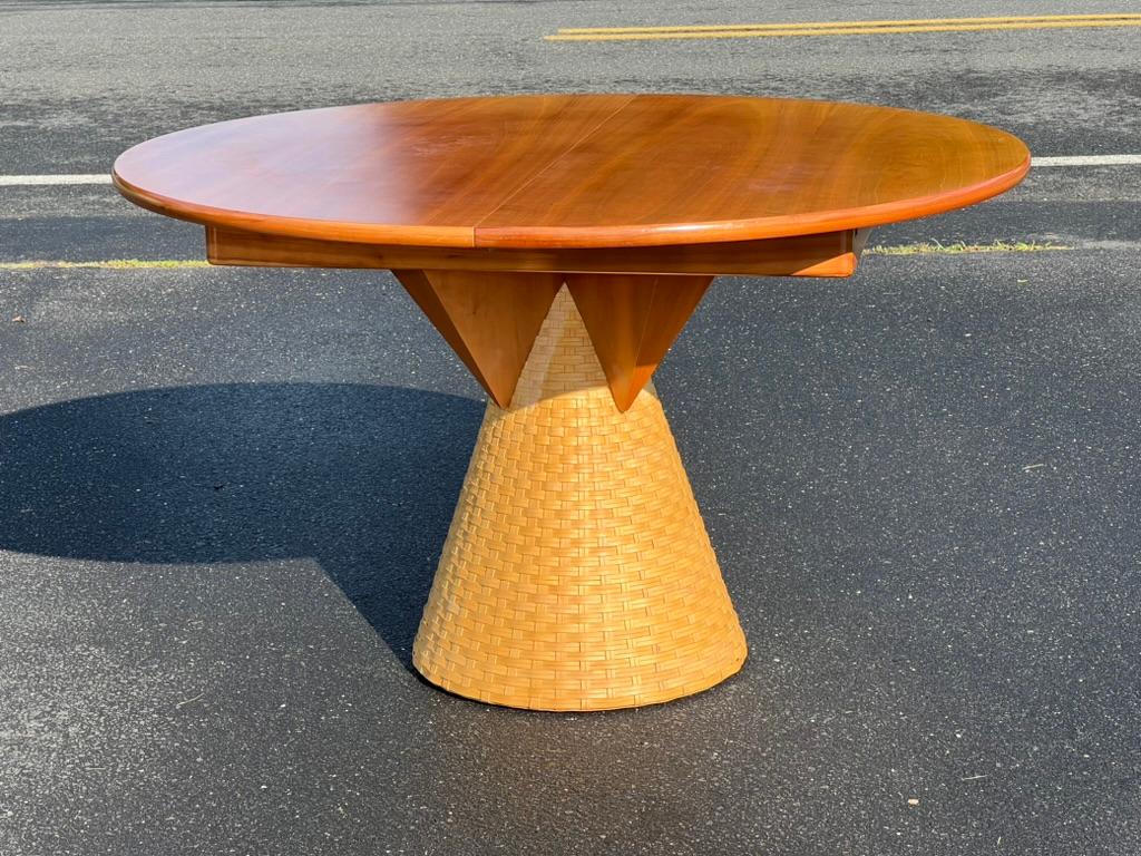 Mid-Century Modern Vintage Italian Modern Dining Table on Rattan Base by Pierantonio Bonacina For Sale