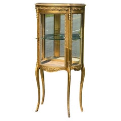 Antique French Louis XVI Style Gilt Wood Vitrine by Geo. C. Flint Co. NY.