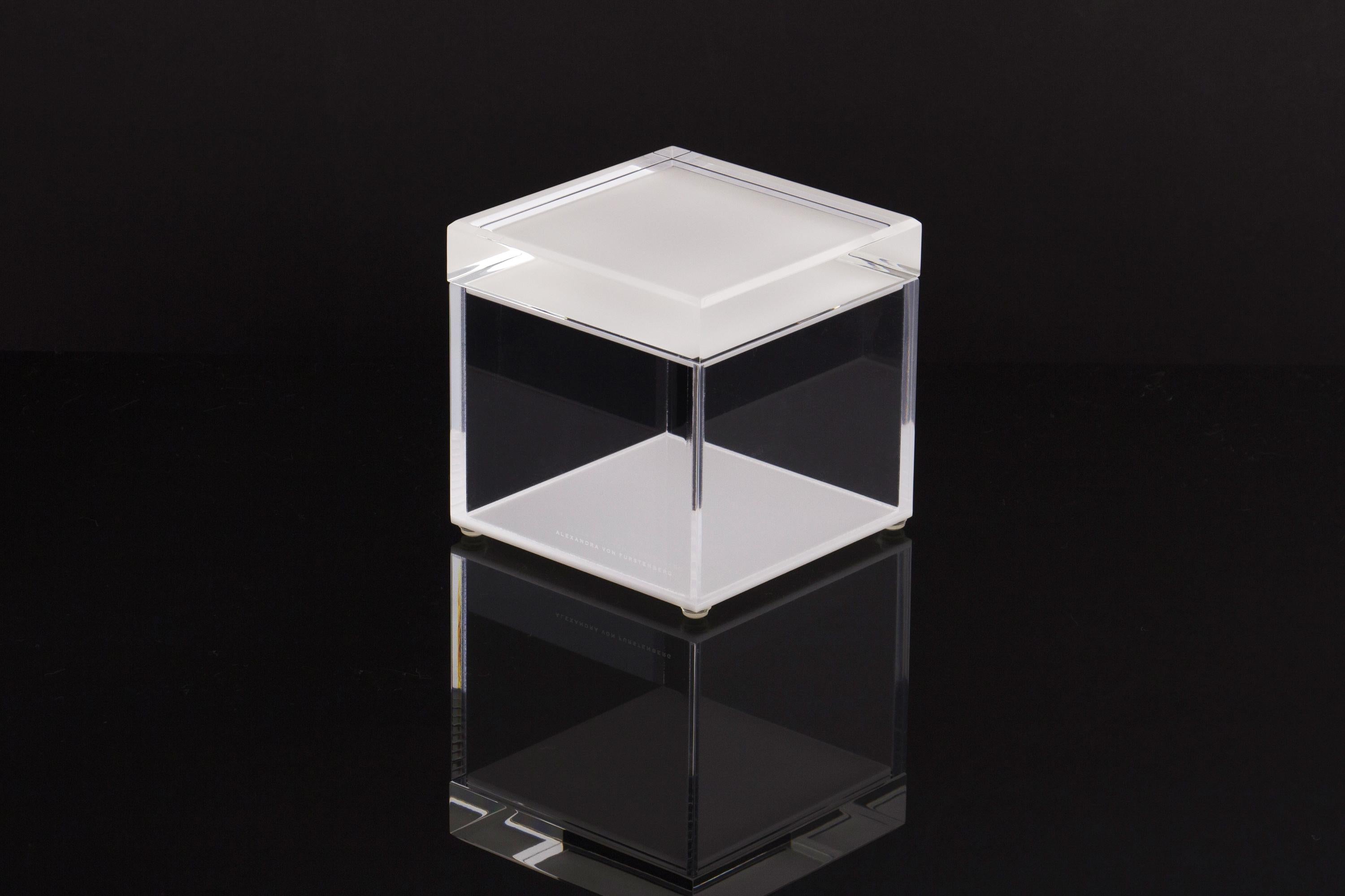 The Cubic Treasure Box in White by Alexandra Von Furstenberg a striking fusion of modern design and functional elegance. Crafted from premium acrylic, this 5