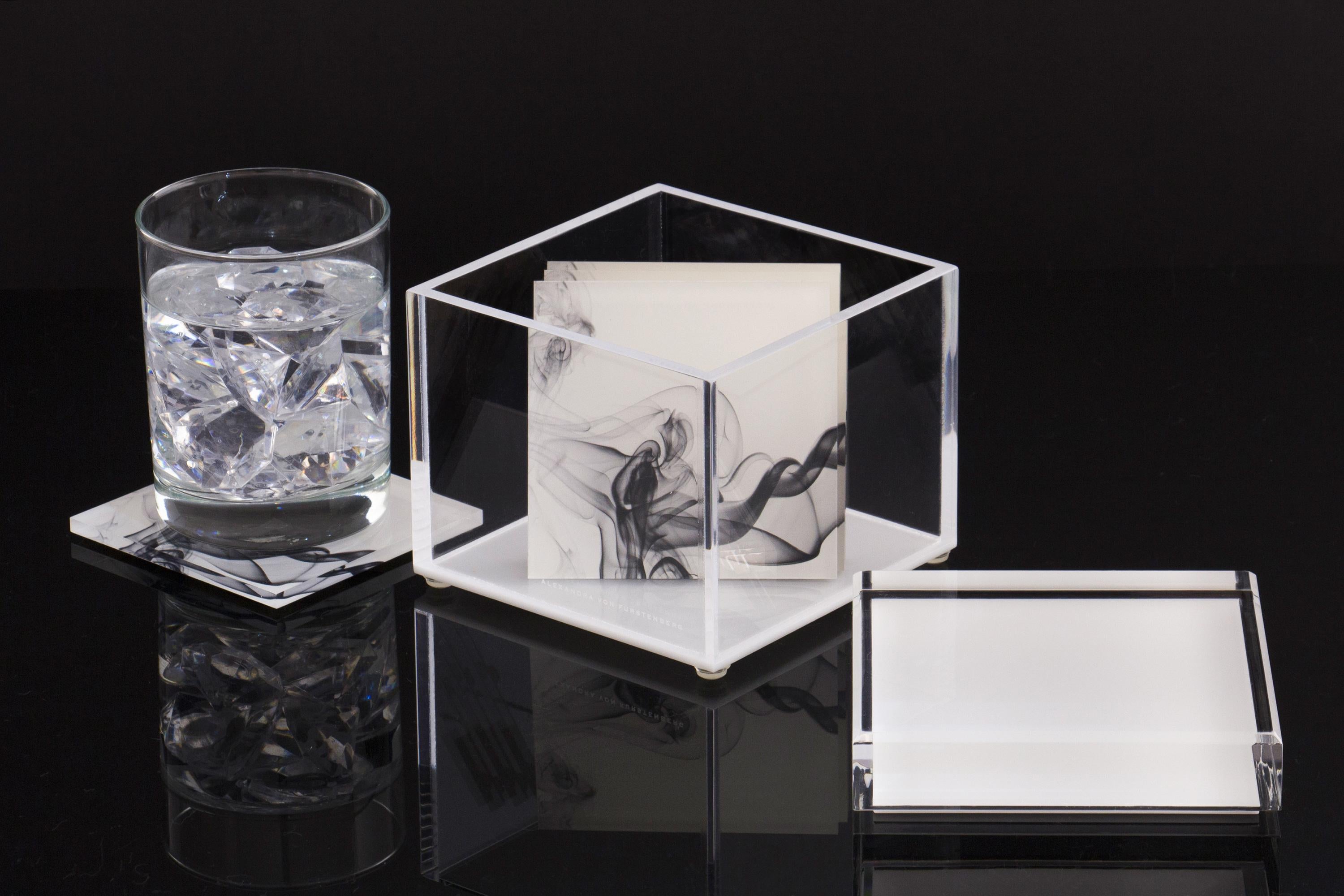 American Acrylic Cubic Box in White by Designer Alexandra Von Furstenberg For Sale