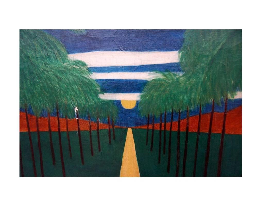 Modern Emile Pierre Branchard, a Path in the Moonshine, circa 1925 For Sale