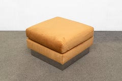 Pair of Mid Century Velvet and Chrome Ottomans