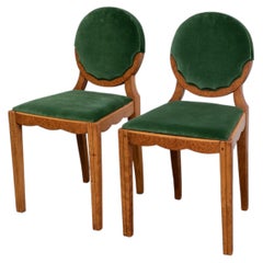 Pair of Vintage Art Deco Chairs with Scallop Details