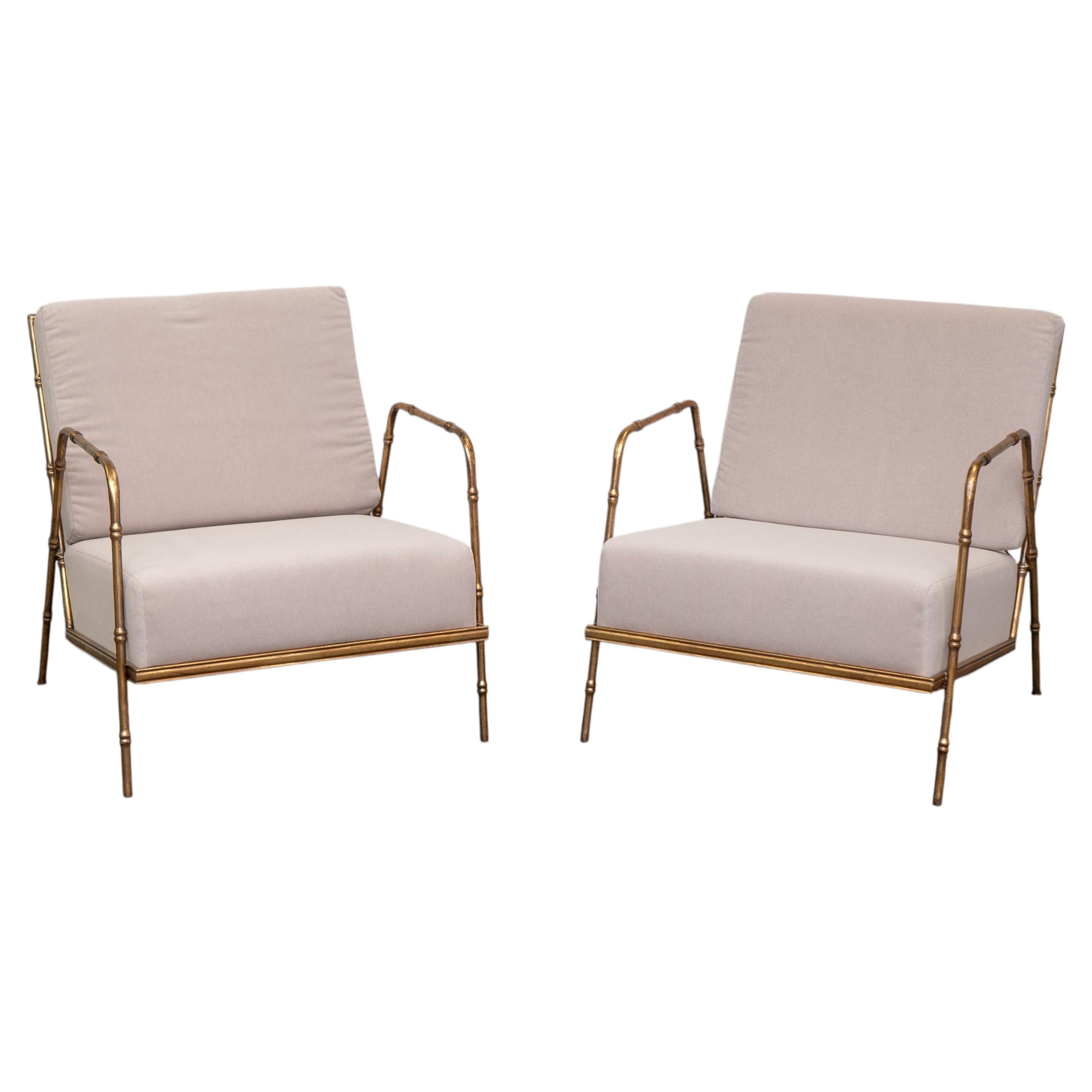 Pair of Gilt Bamboo Armchairs For Sale